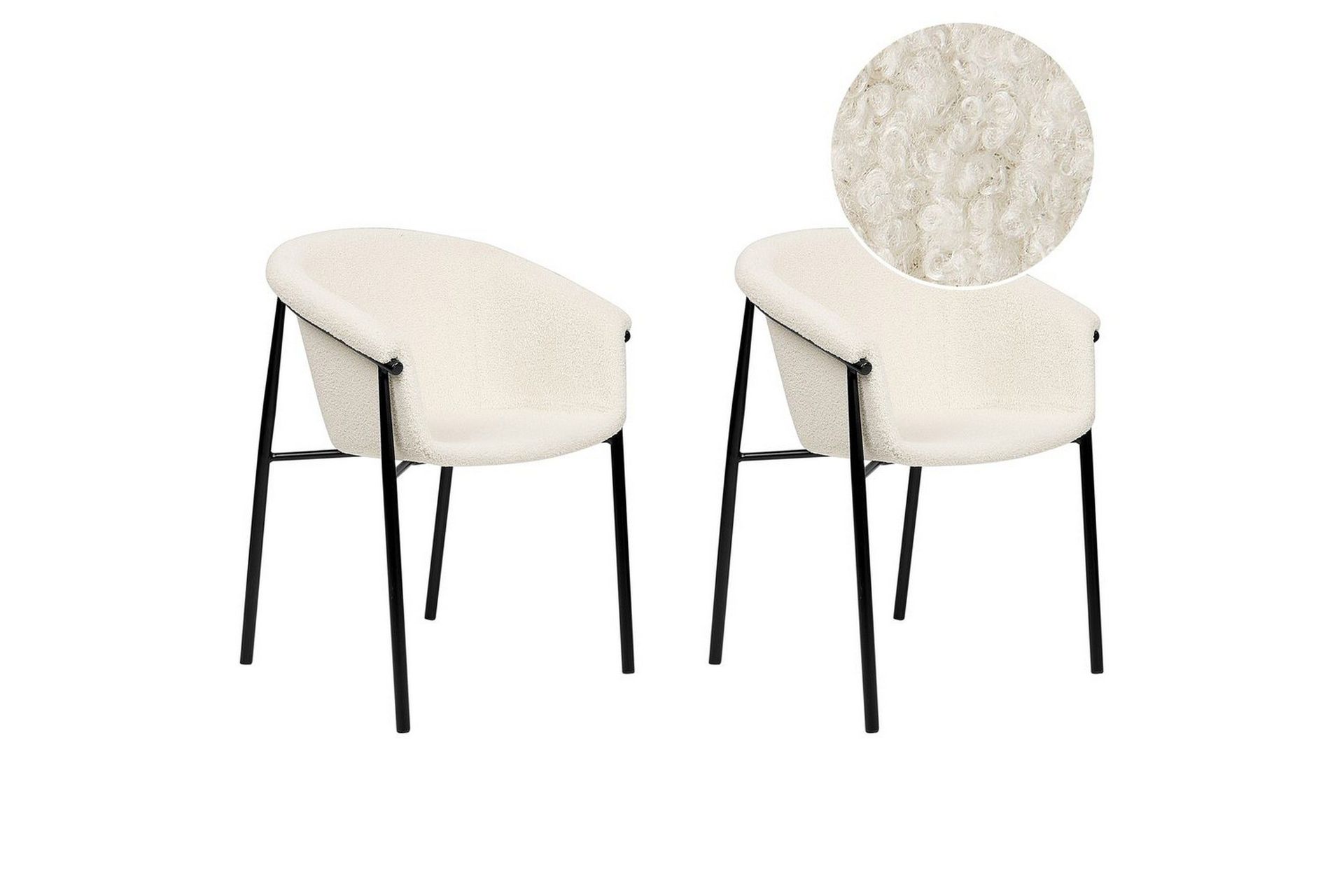 Set med 2 matstolar Ames - Vit, Svart