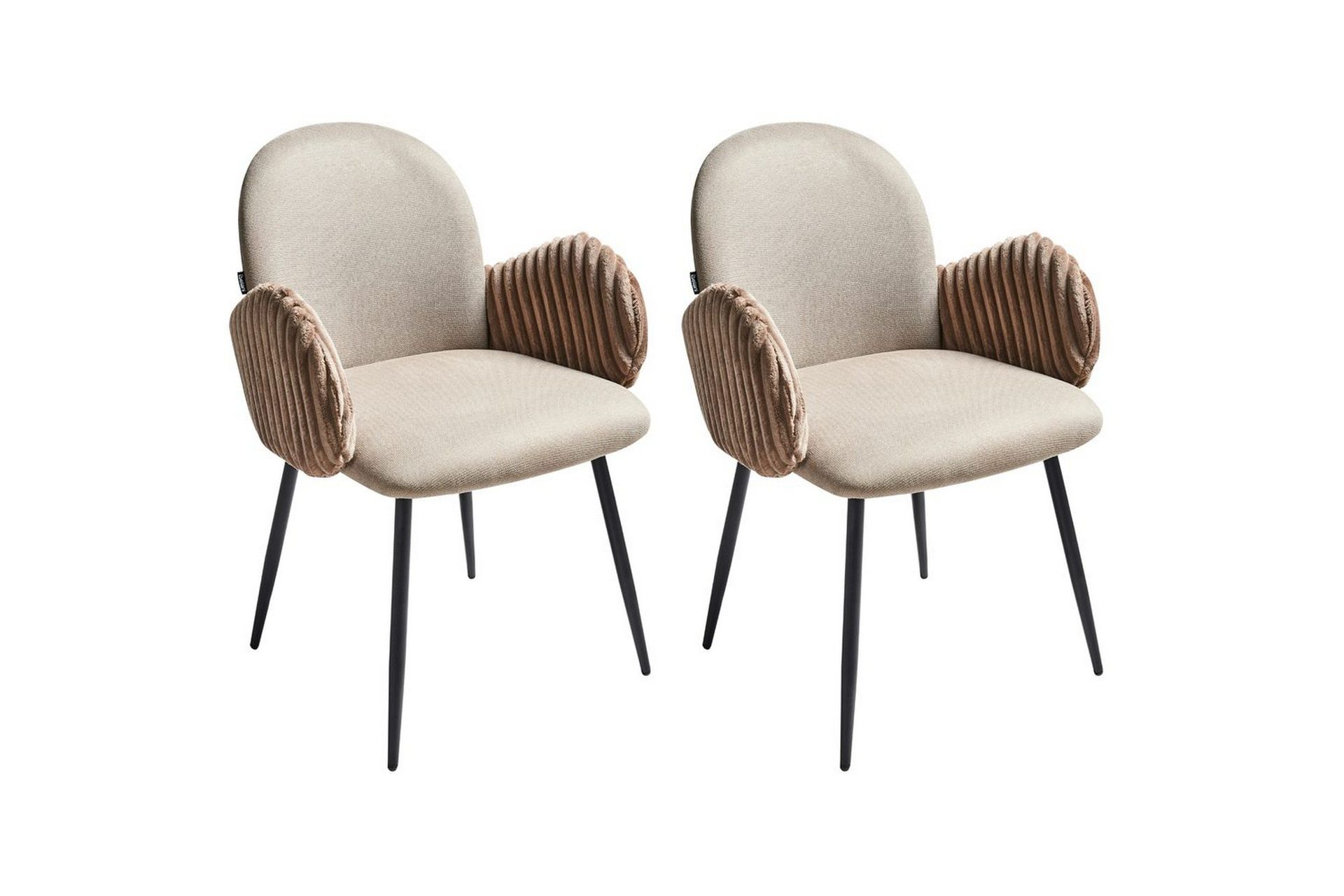 Set med 2 matstolar Amity - Beige, svart, brun