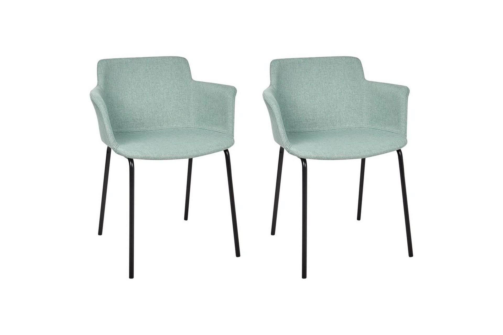 Set med 2 matstolar Belfield - Mintgrön, Svart