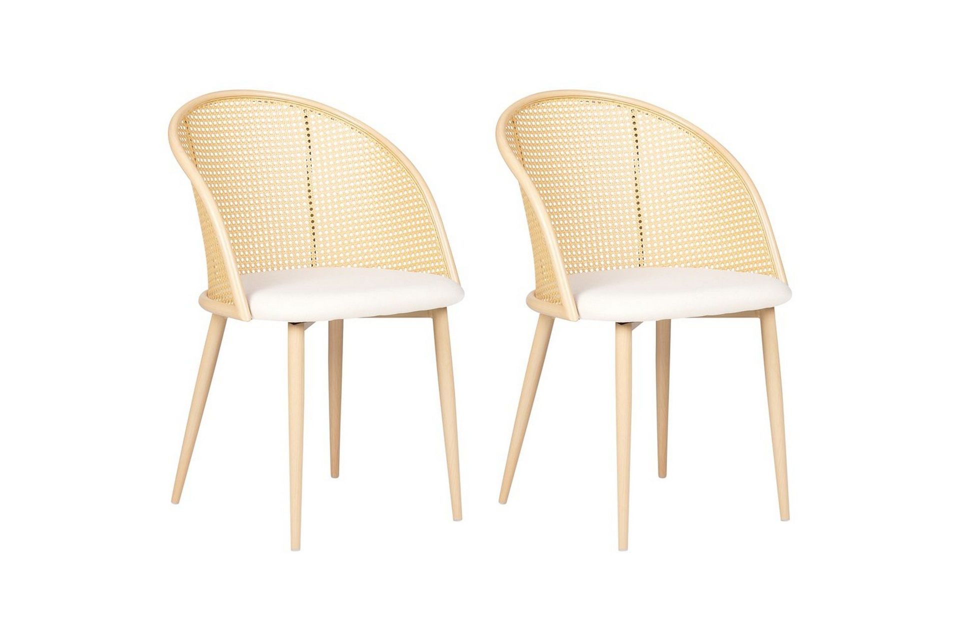 Set med 2 matstolar Cornell - Ljus trä, beige