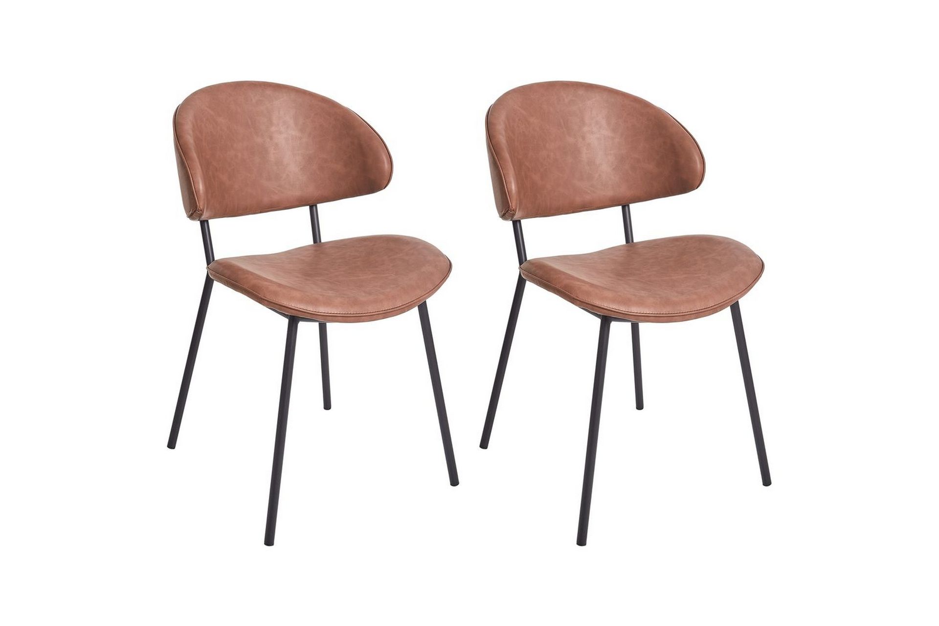 Set med 2 matstolar Kiana - Brun, Svart