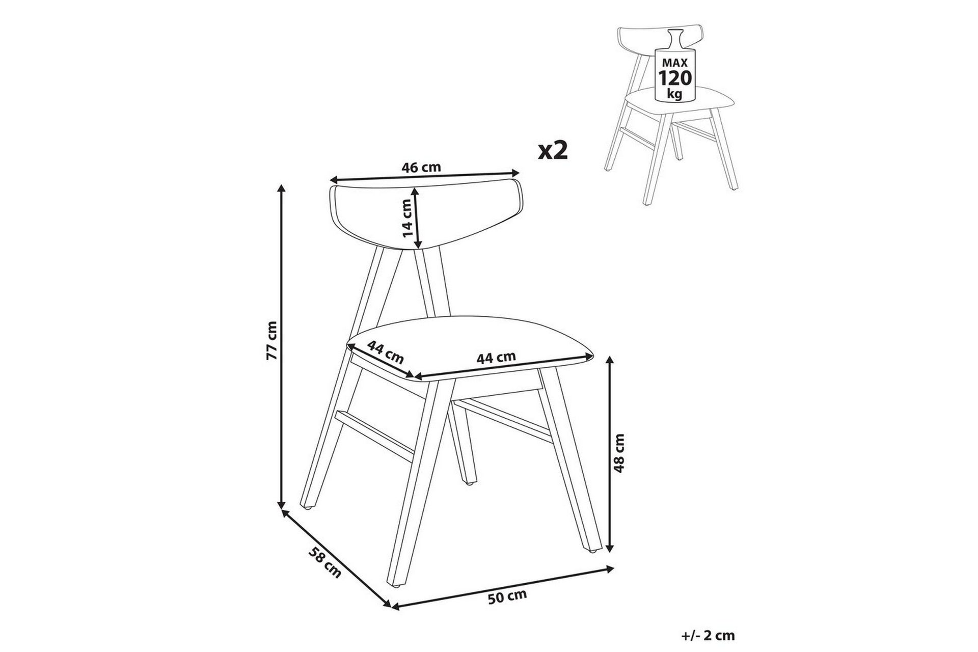Set med 2 matstolar Lacota - Brun, grå