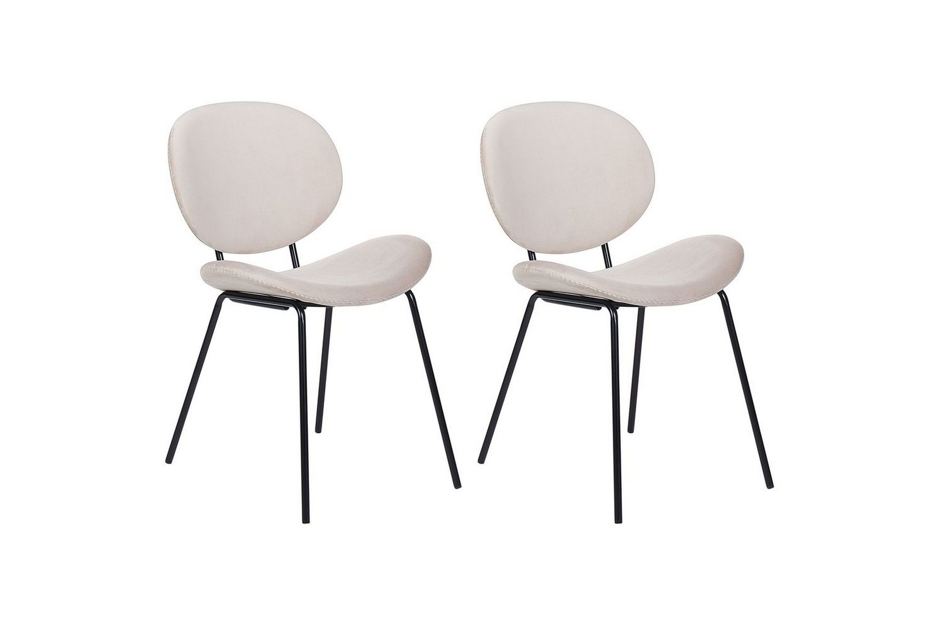 Set med 2 matstolar Luana - Beige, svart/Sammet