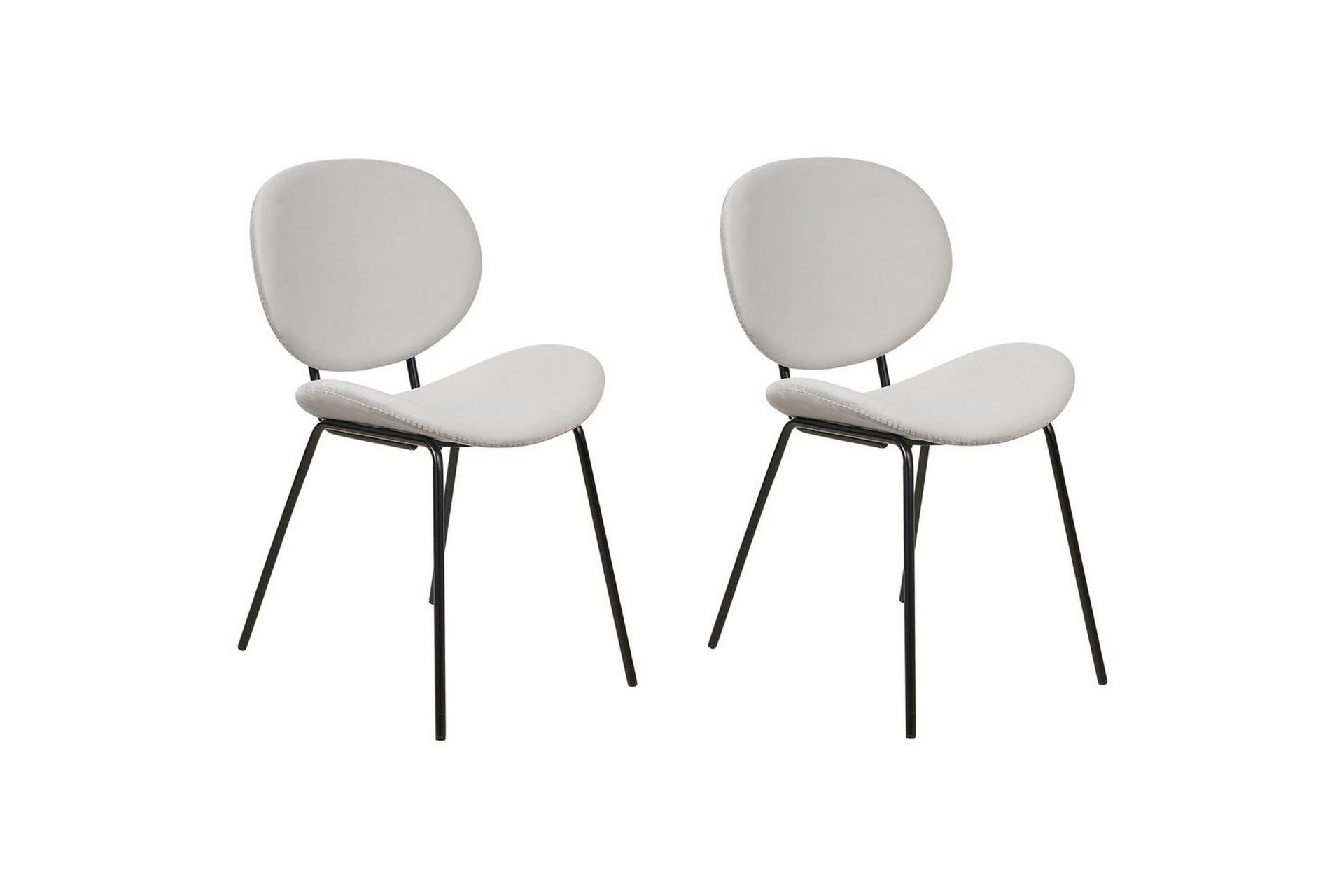 Set med 2 matstolar Luana - Grå, svart/Sammet