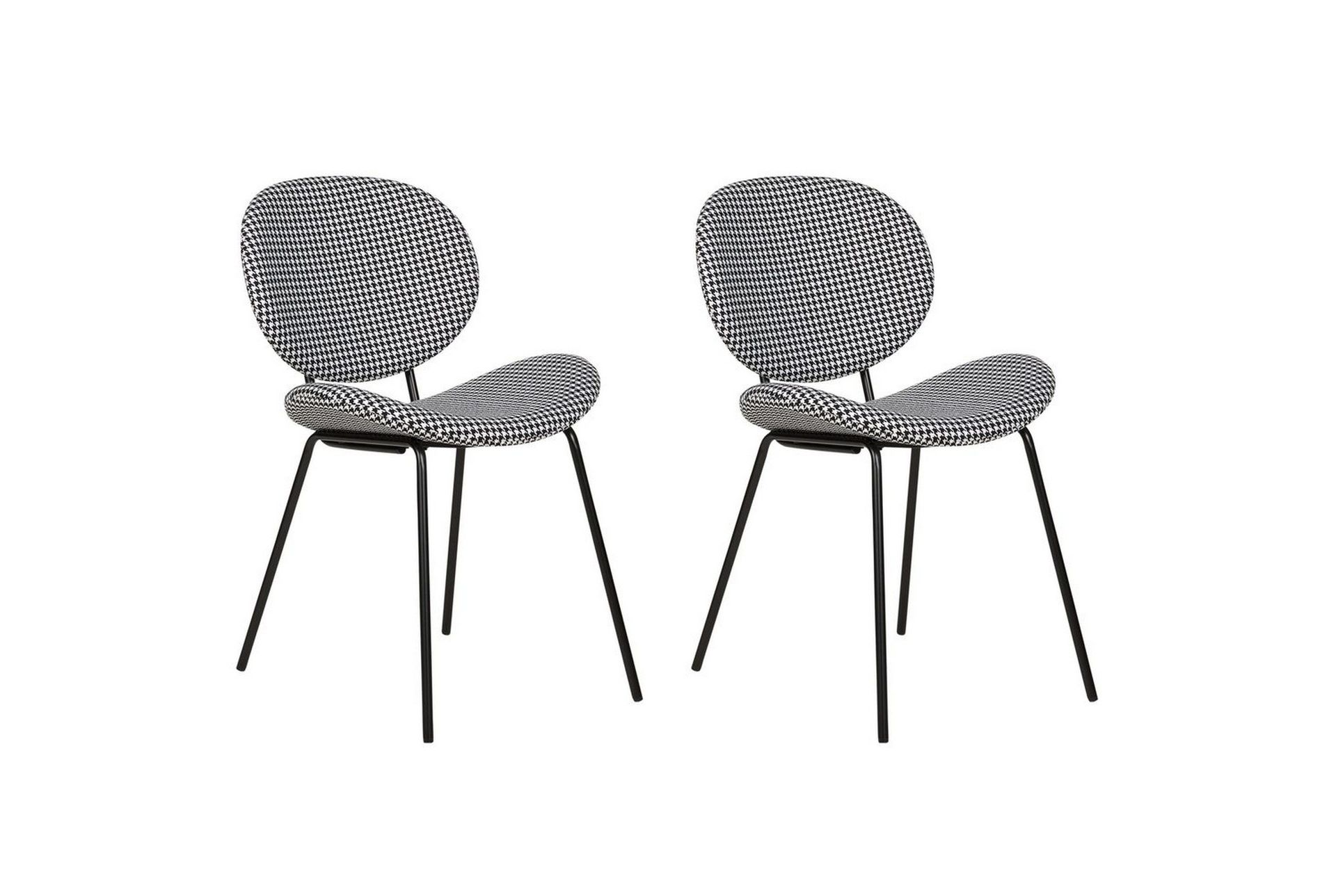 Set med 2 matstolar Luana - Svart, Vit/Polyester
