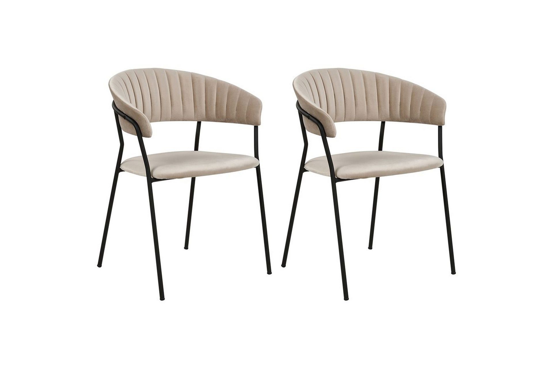 Set med 2 matstolar Mariposa - Beige, svart/Sammet