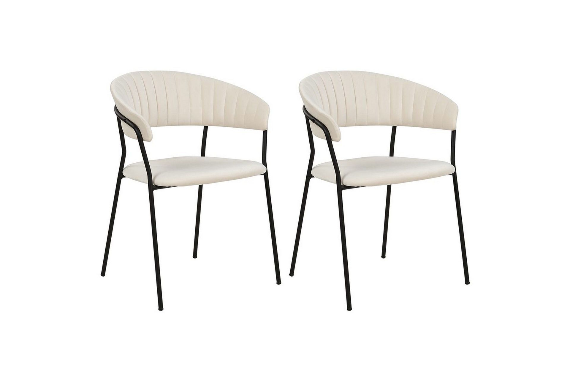 Set med 2 matstolar Mariposa - Krämvit, Svart/Sammet
