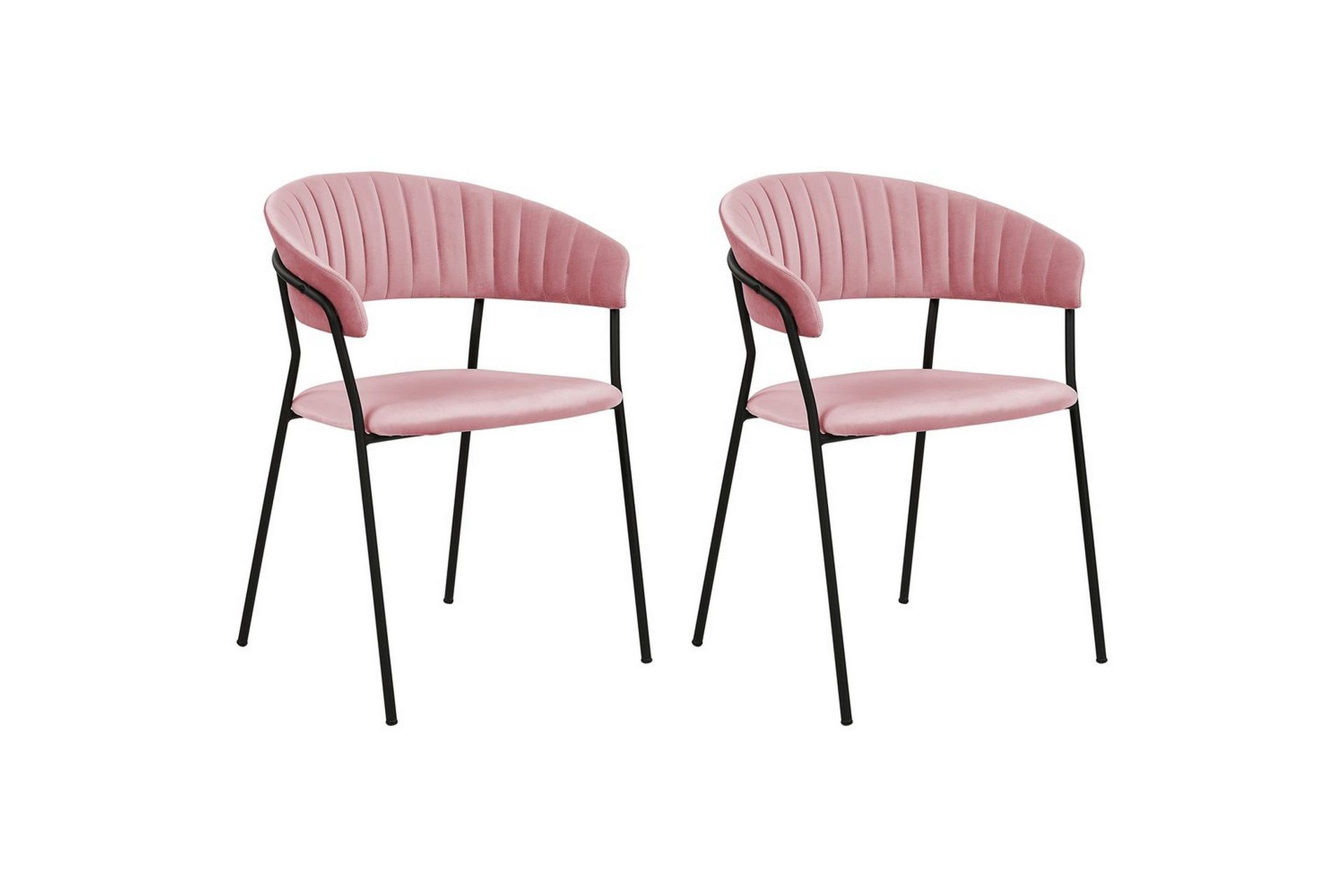 Set med 2 matstolar Mariposa - Rosa, Svart/Sammet