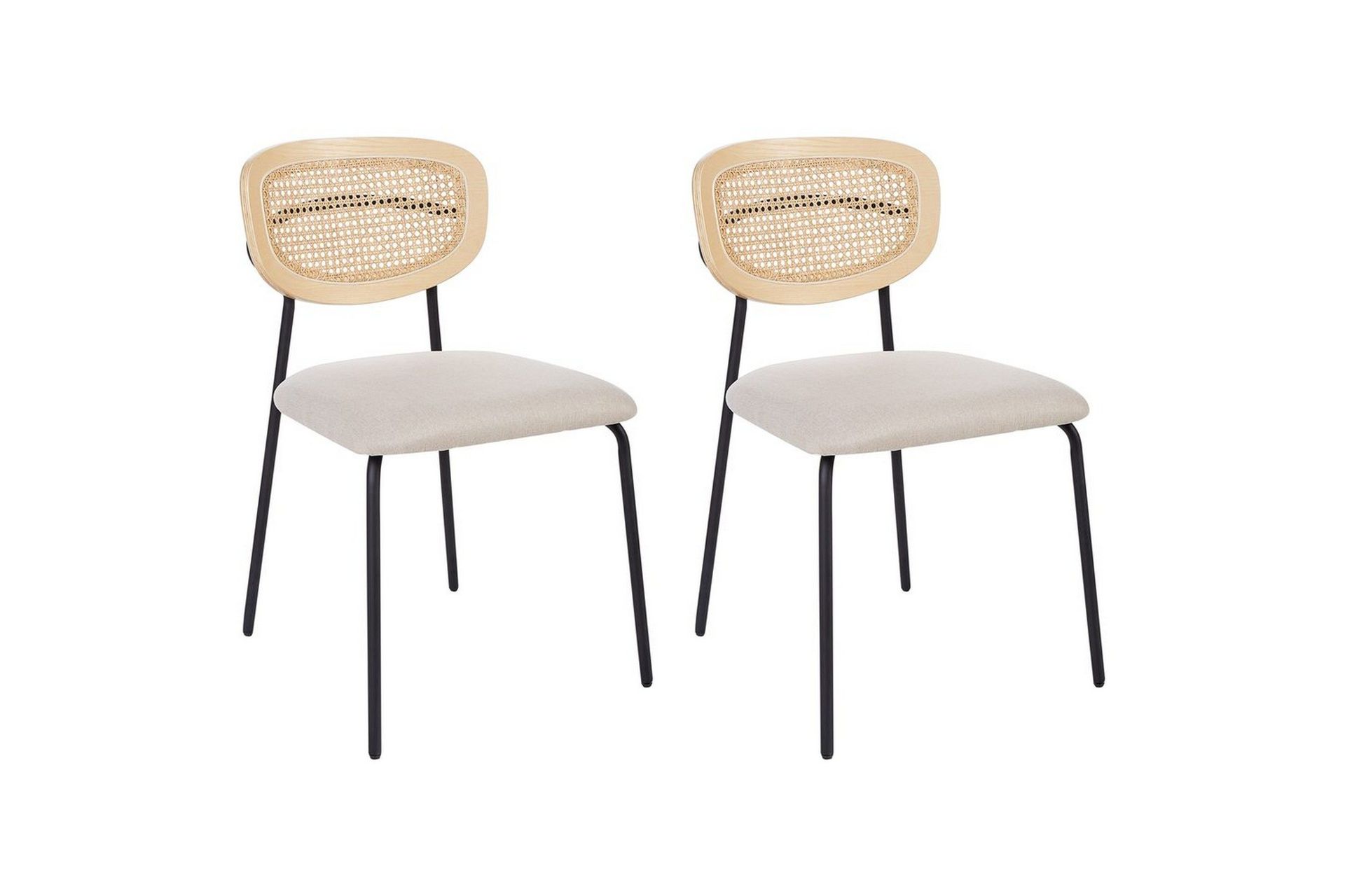 Set med 2 matstolar Mayetta - Natur, Beige, Svart