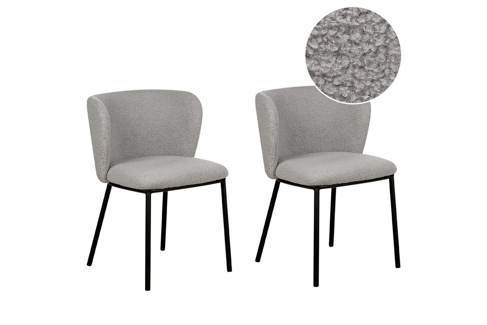 Set med 2 matstolar Mina - Grå, svart/Bouclé