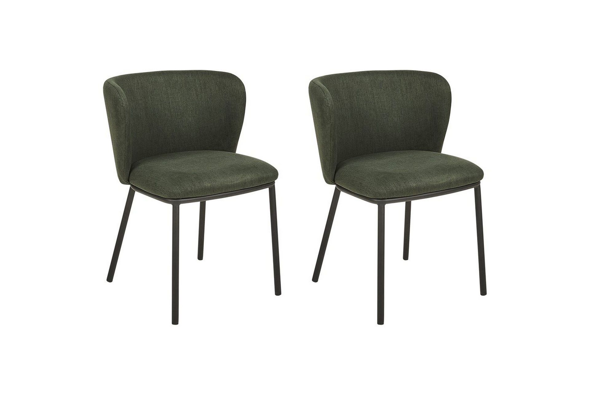 Set med 2 matstolar Mina - Grön, Svart/Polyester