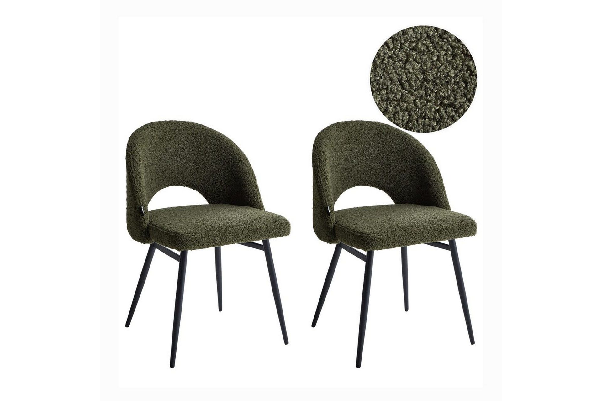 Set med 2 matstolar Onaga - Grön, Svart