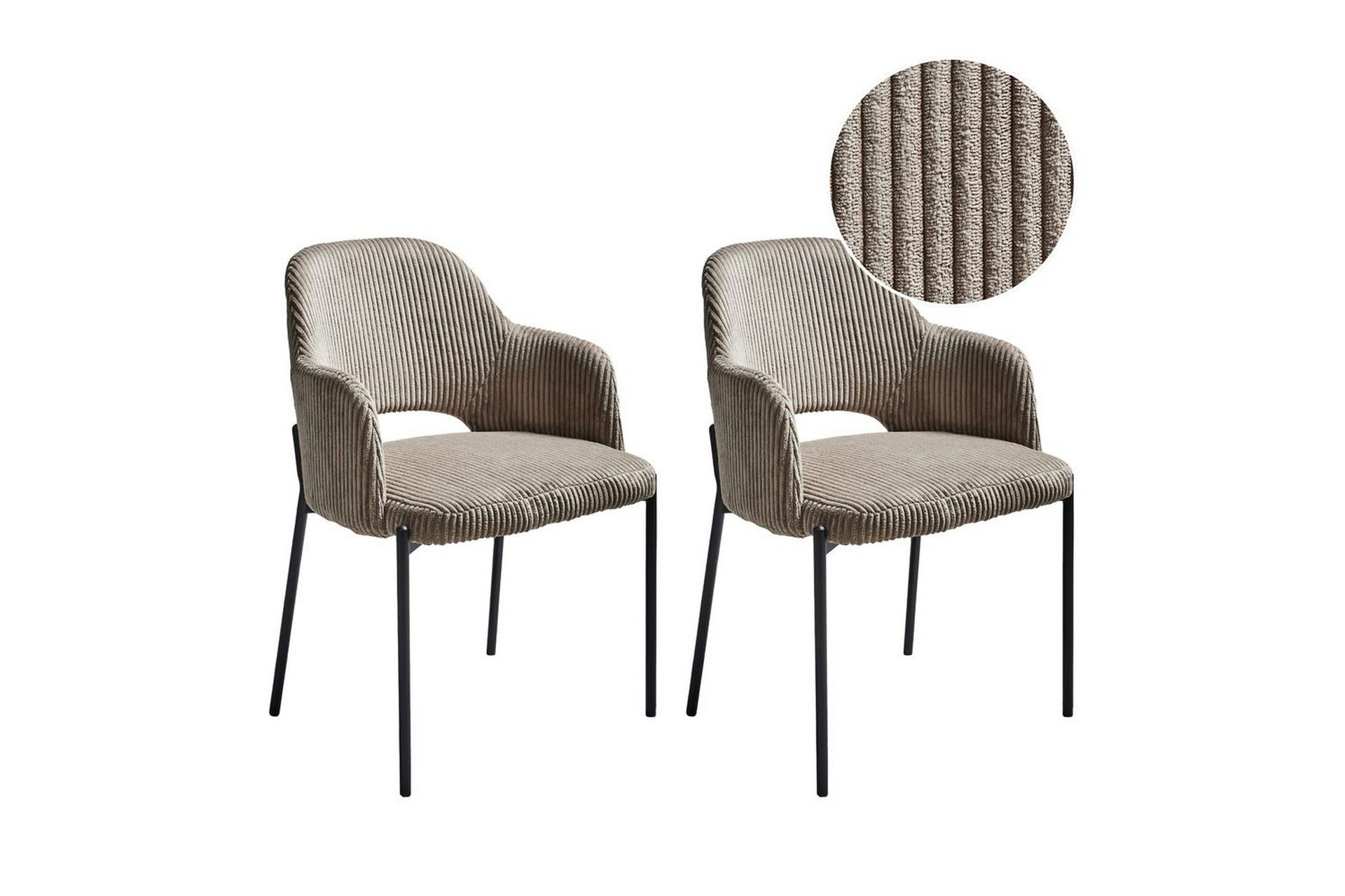 Set med 2 matstolar Raton - Beige, svart