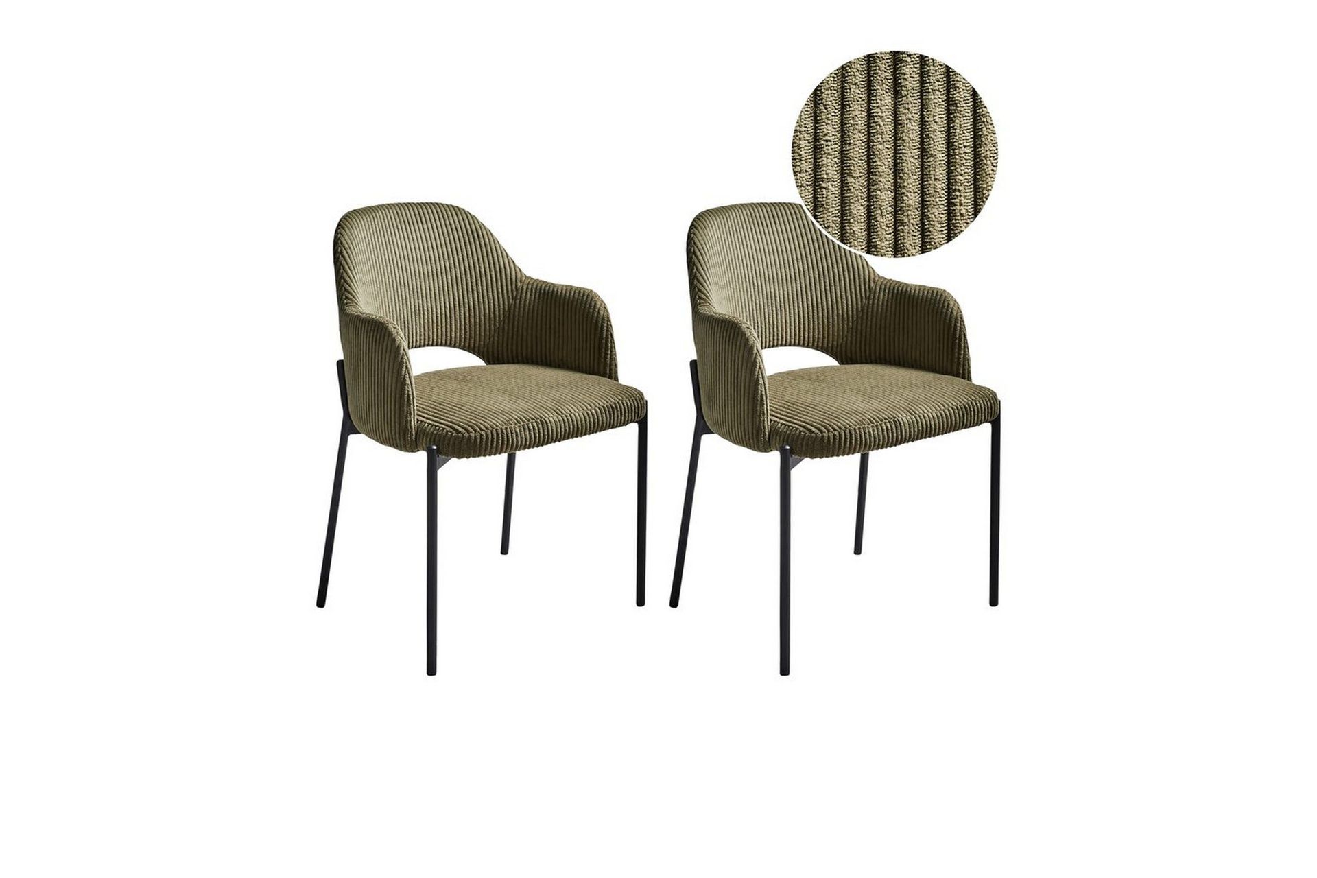 Set med 2 matstolar Raton - Grön, Svart