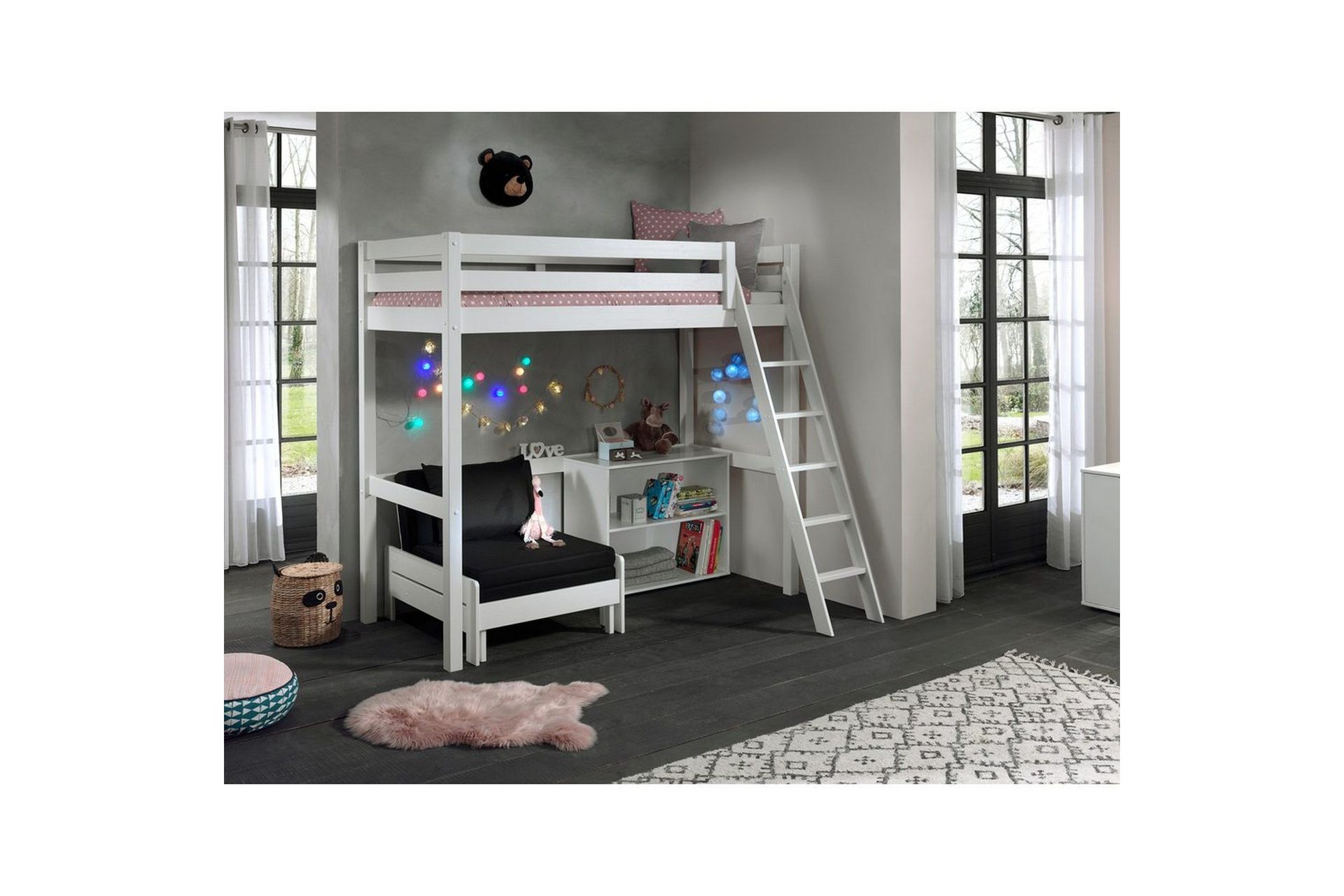 Bokhylla och Bäddsoffa Pino Mezzanine 90 x 200 cm - 90 x 200 cm