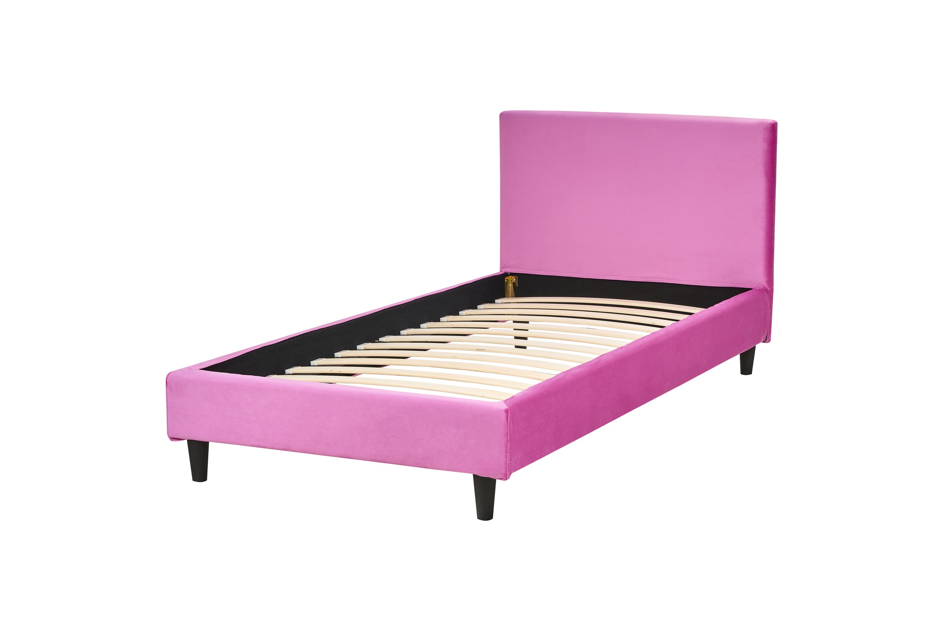 bossom sängram 90x200 cm - rosa/mörkt trä