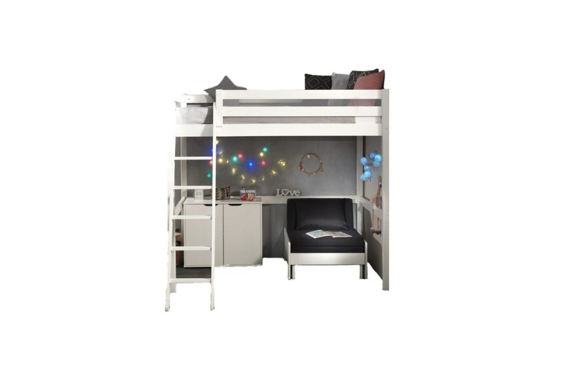 Bäddsoffa och byrå Pino Mezzanine 2-dörrar 140 x 200 cm - 140 x 200 cm