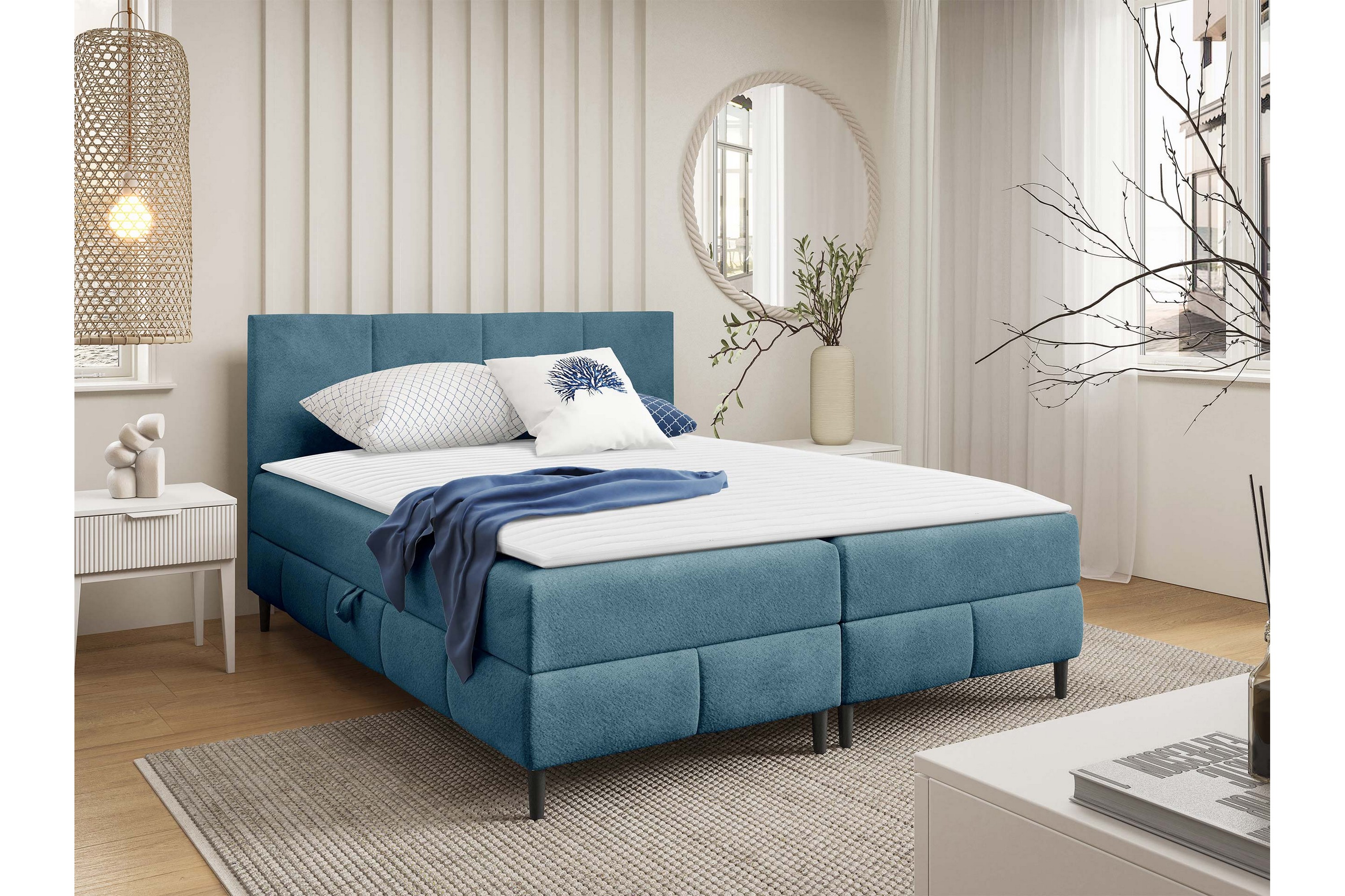 celestine förvaringssäng 140x200 cm - blå