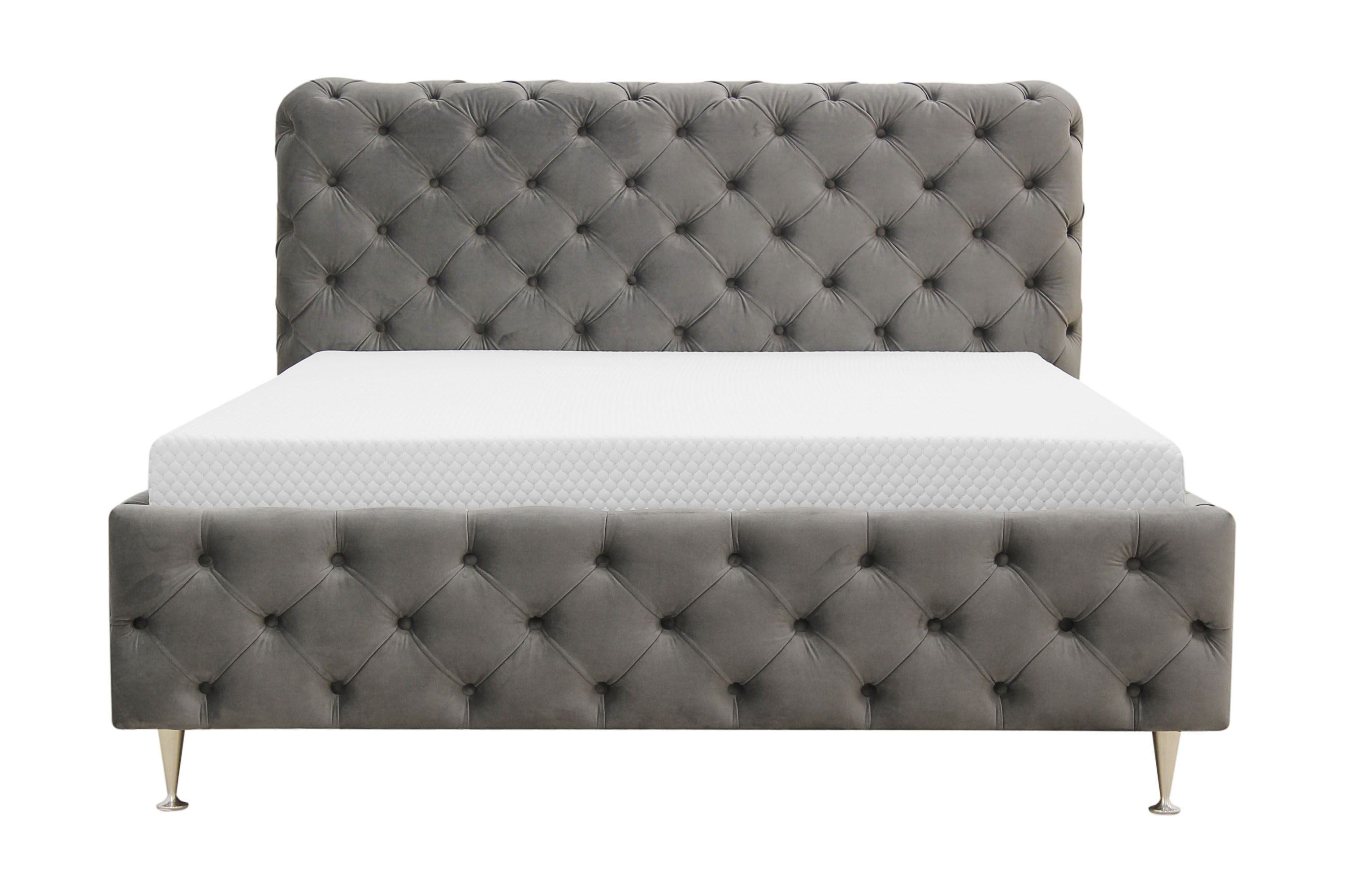 Chesterfield Komplett Sängpaket Sängram med Madrass 120x200 cm Grå