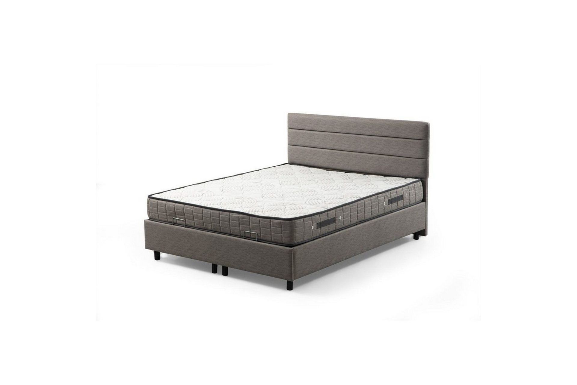 Dubbelmadrass, Bas & Huvudgavel Sonyi Set Ljusgr&aring; - 140 x 114 x 200 cm