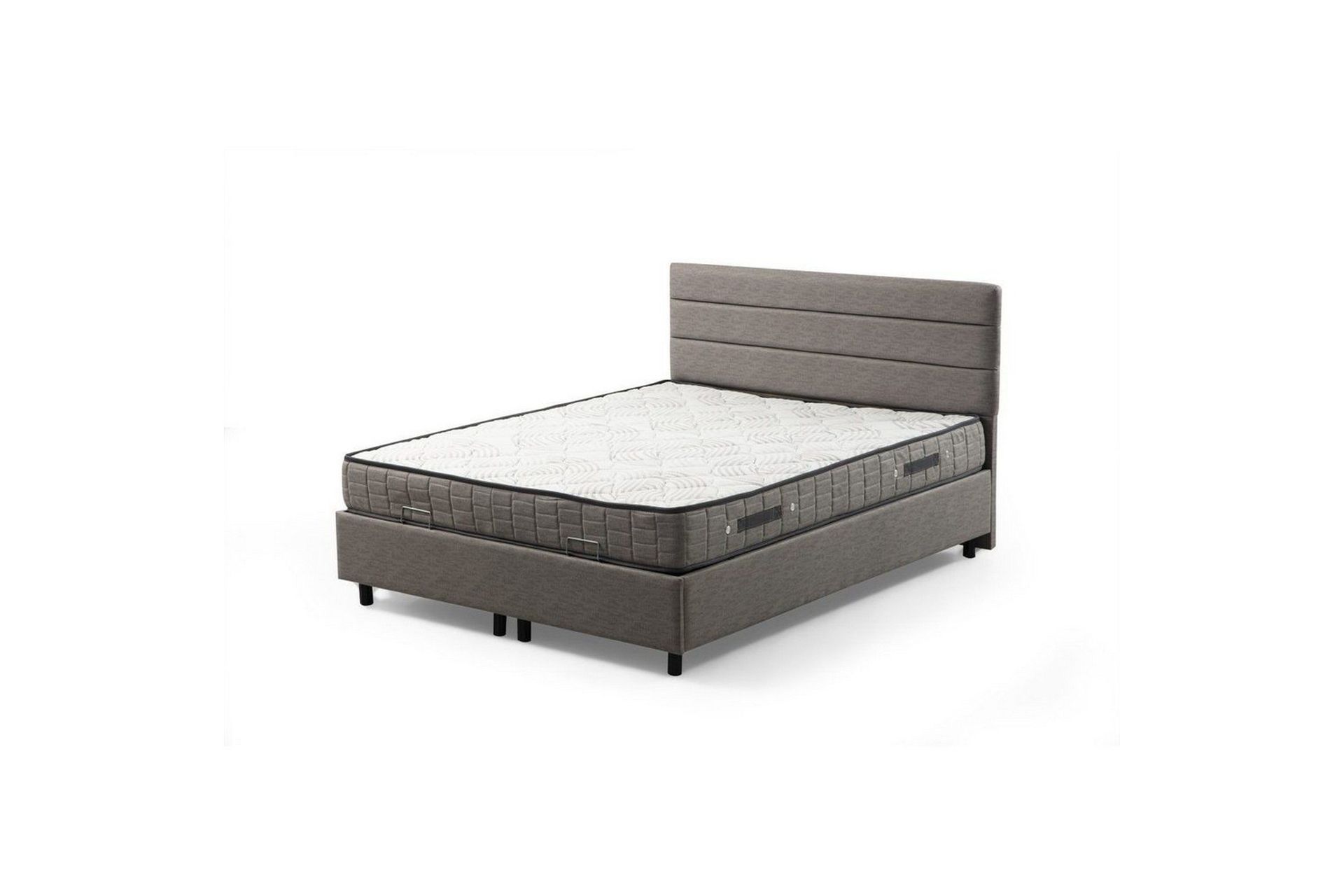 Dubbelmadrass, Bas & Huvudgavel Sonyi Set Ljusgr&aring; - 160 x 114 x 200 cm