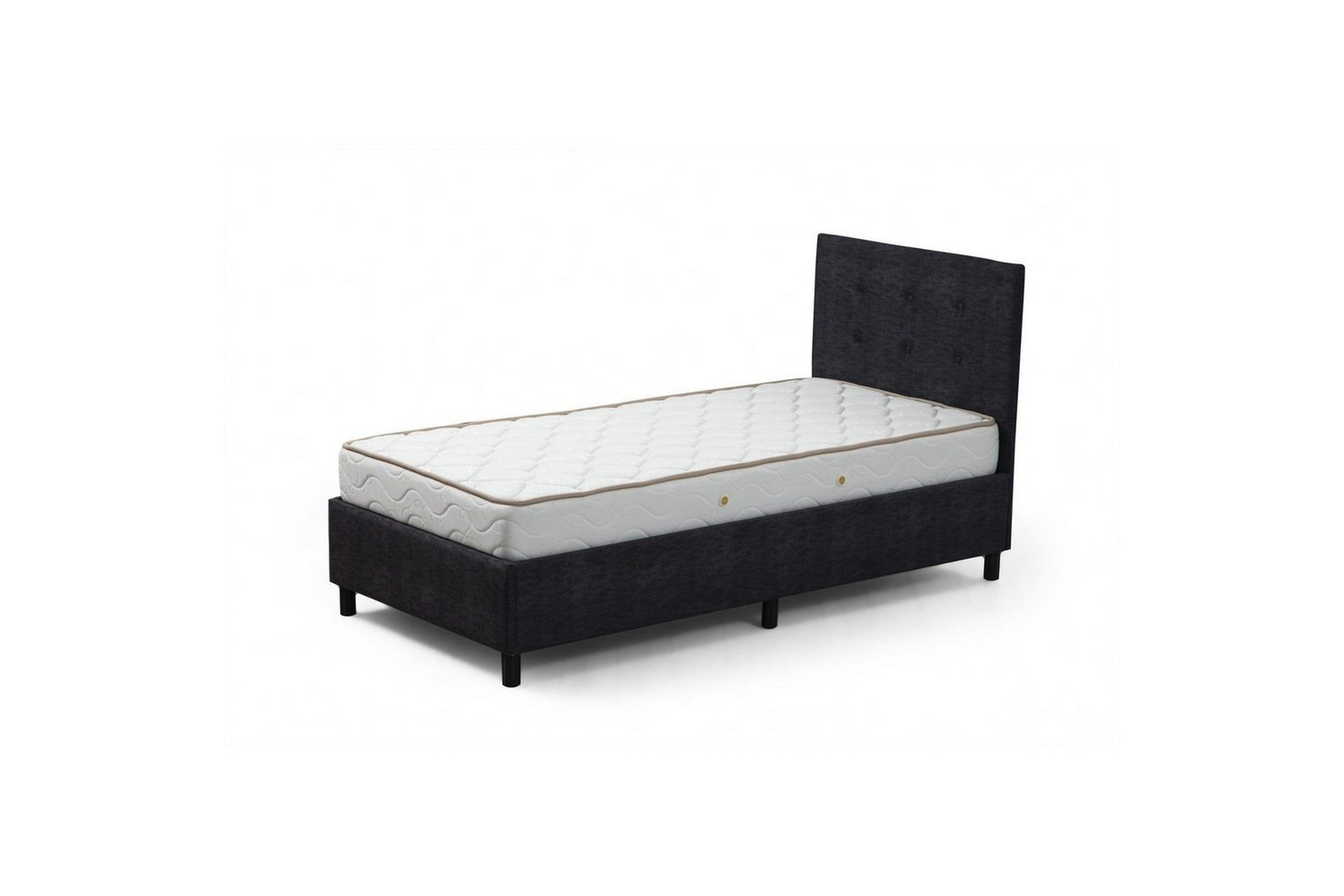 dubbelmadrass, bas & huvudgavel pilode set antracit - 150 x 107 x 204 cm