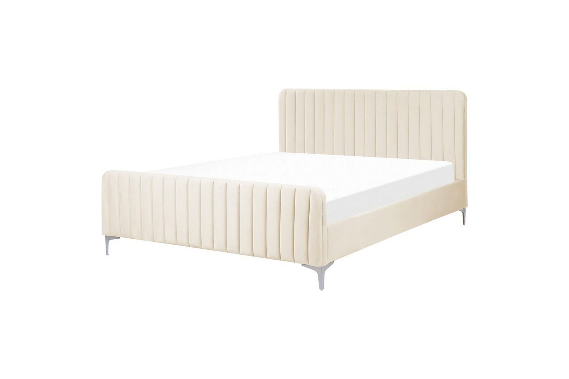 Dubbelsäng Lunan med lamellram Beige-Silver, 160x200 cm - Beige-Silver, 160x200 cm