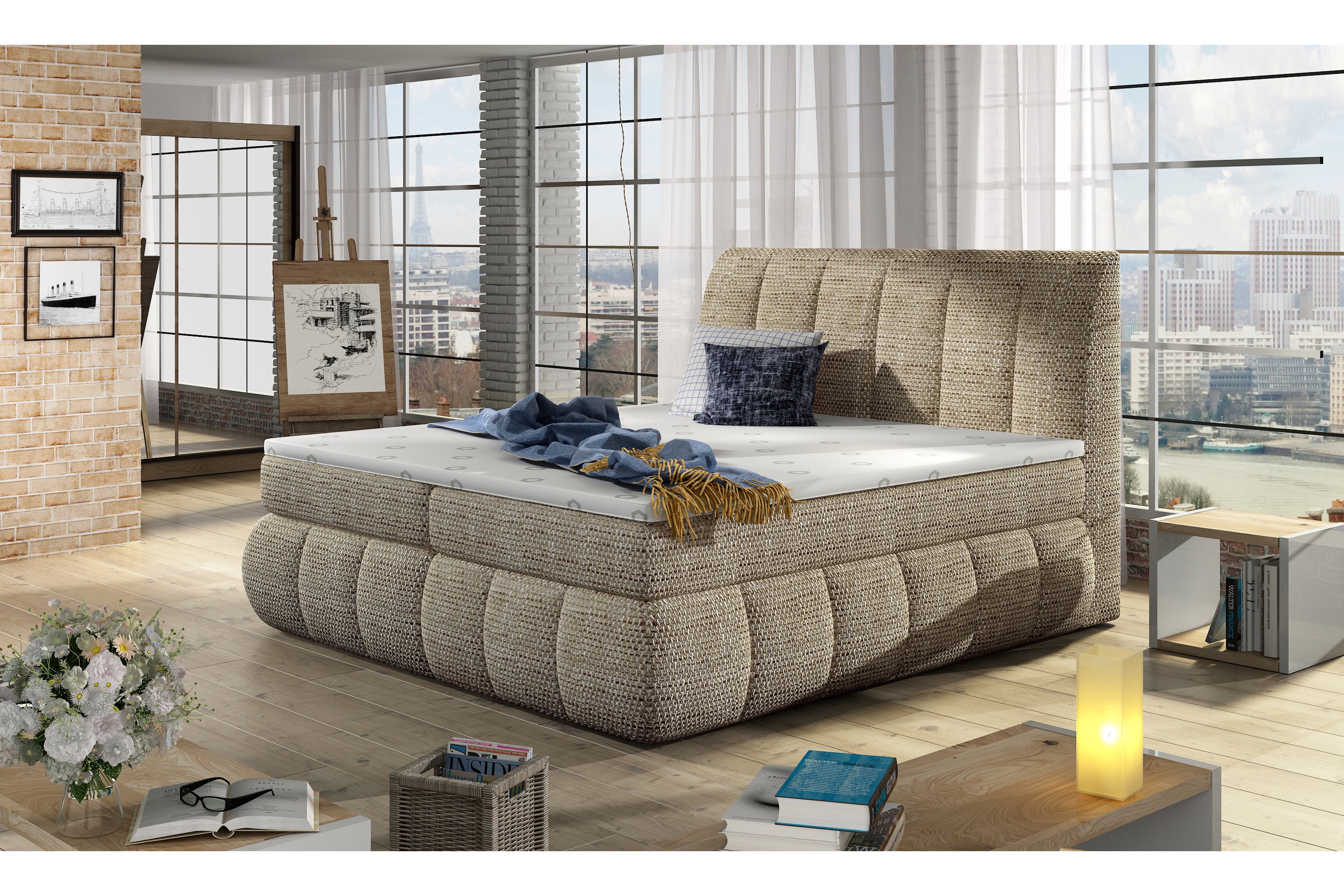 Ramsäng Borela 180x200 cm Beige