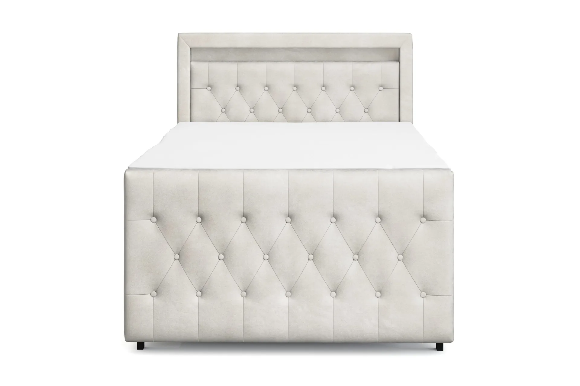 Franco Light Komplett S&auml;ngpaket med f&ouml;rvaring LED-belysning 120x200 cm - Beige