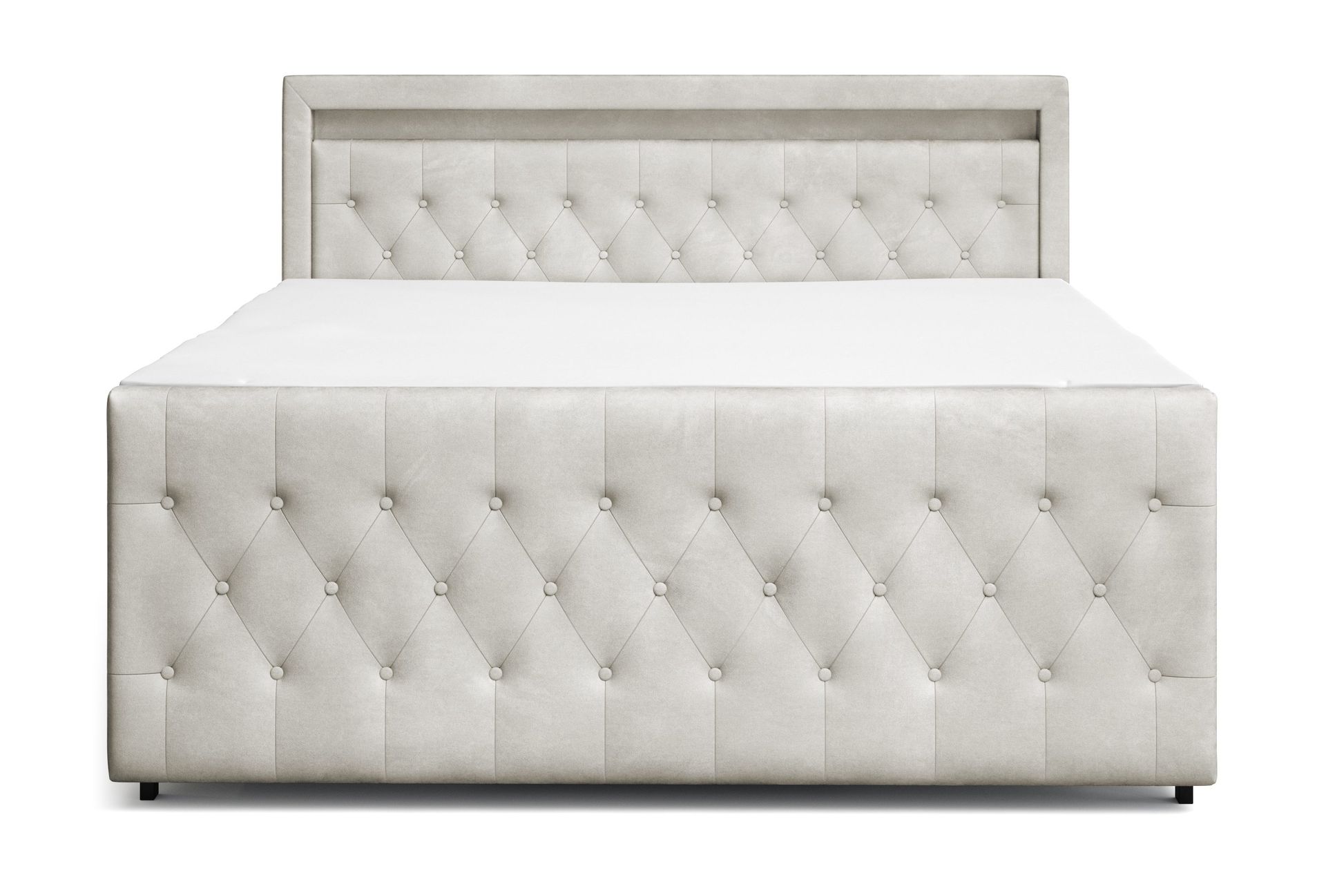 Franco light Komplett S&auml;ngpaket med f&ouml;rvaring LED-belysning 180x200 cm - Beige