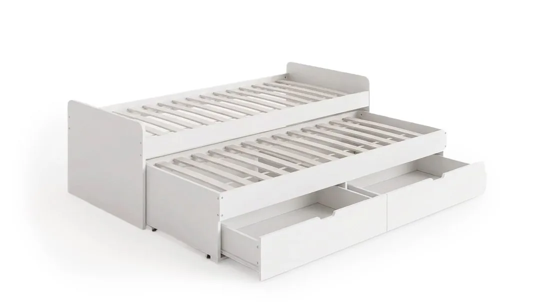 granvik sängram 90x200 cm utdragbar med extrasäng och förvaring - utan madrass -