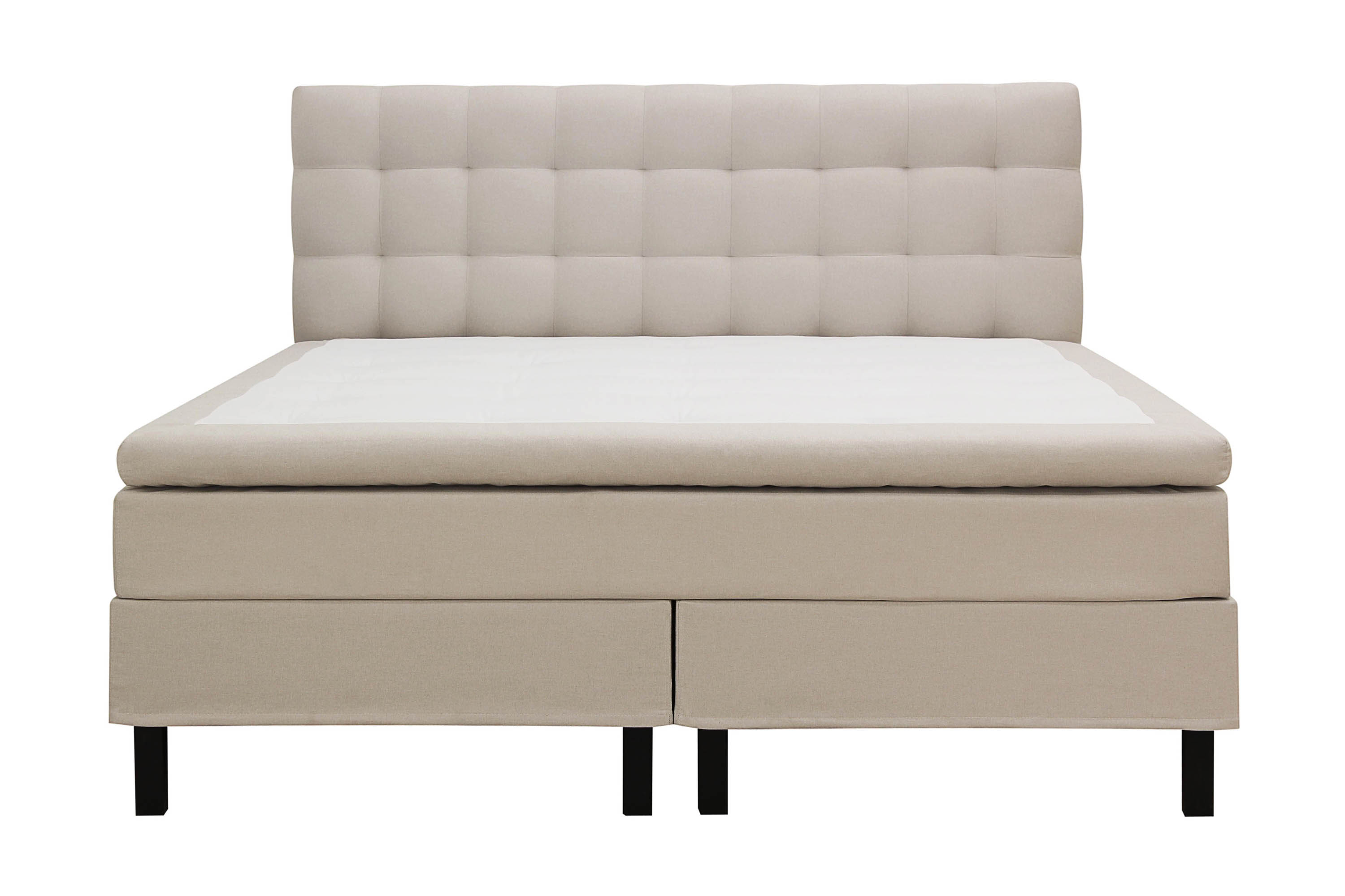 Hilton Komplett Sängpaket 160x200 cm Kontinentalsäng med rutad sänggavel Beige