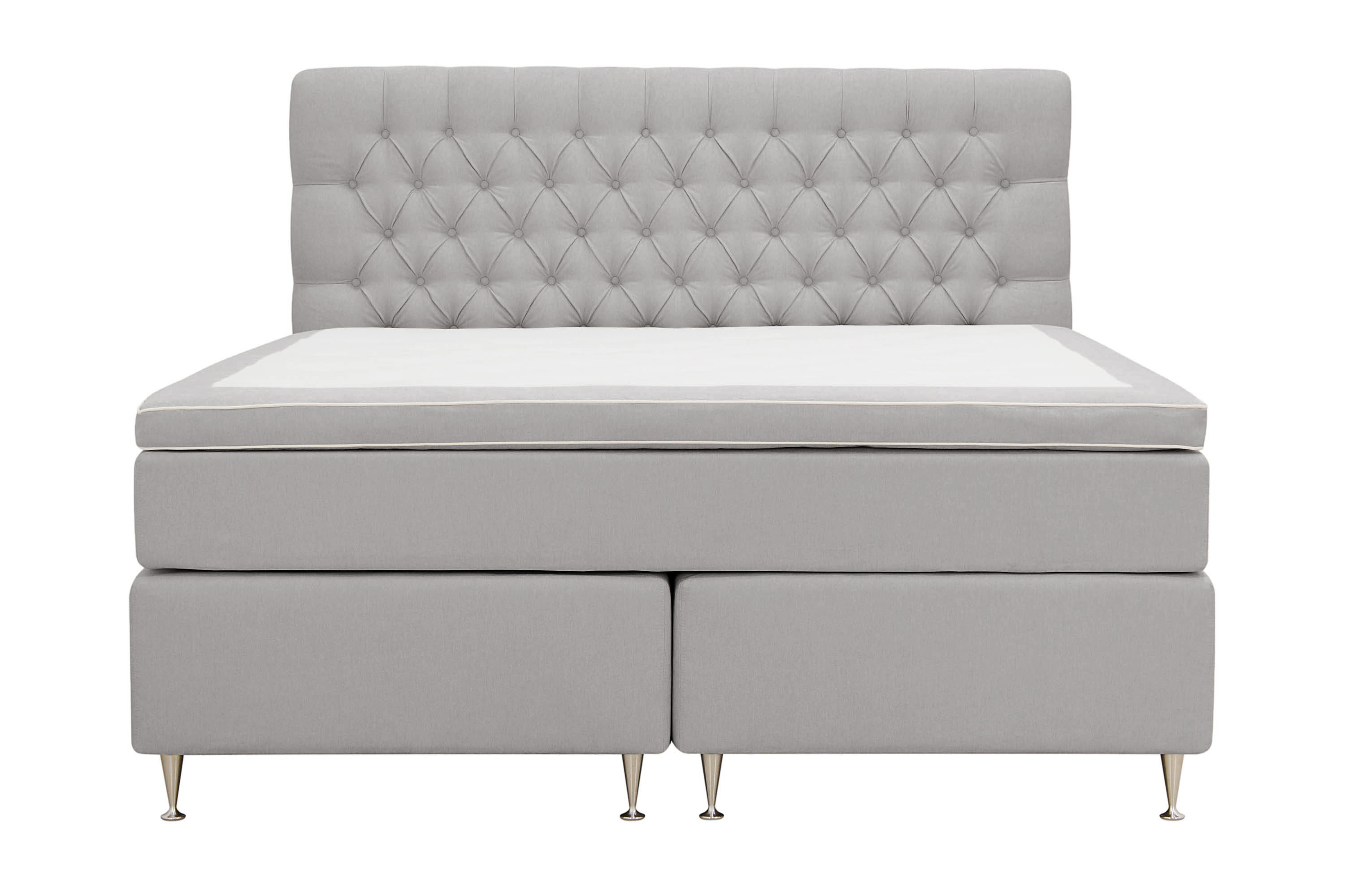 Hilton lyx Komplett Sängpaket 160x200 cm Kontinentalsäng med knappad sänggavel Grå
