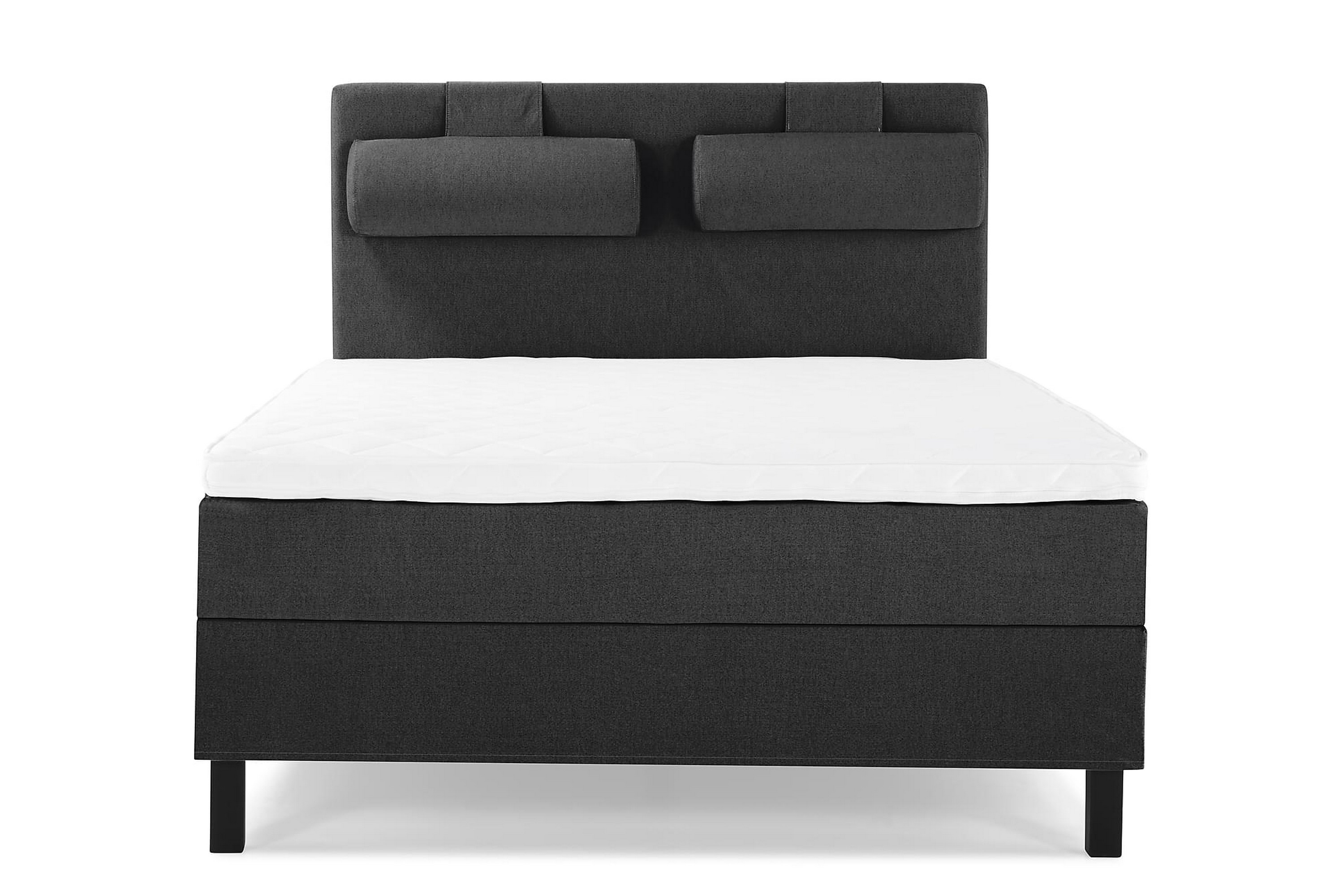 Komplett Sängpaket Olivia 140x200 Slät Sänggavel Svart/GråSkum Nackkudde Stor
