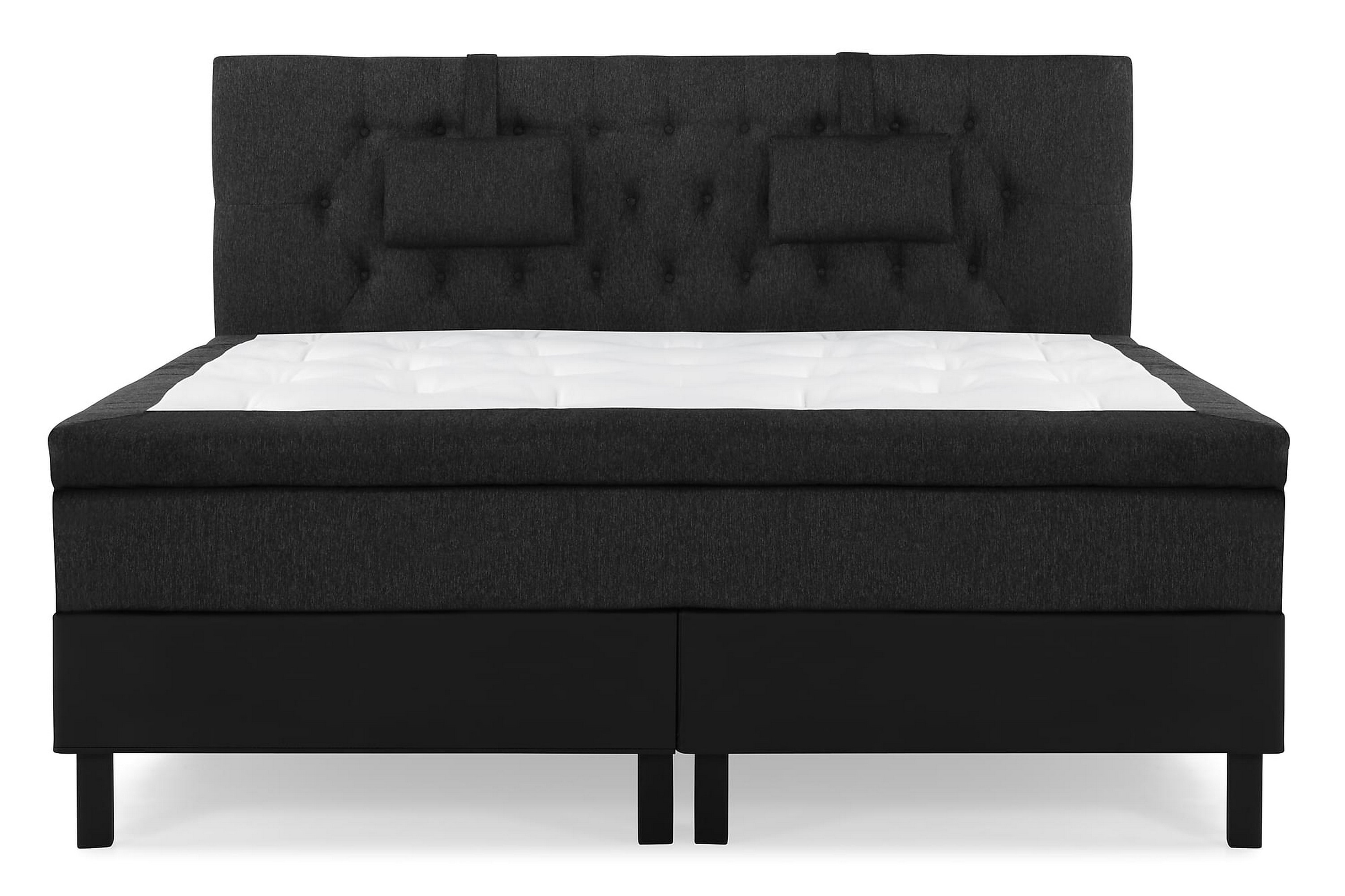 Komplett Sängpaket Olivia 180x200 Skum Latex Svart/GråPU Sänggavel Diamantgavel med SmåKuddar