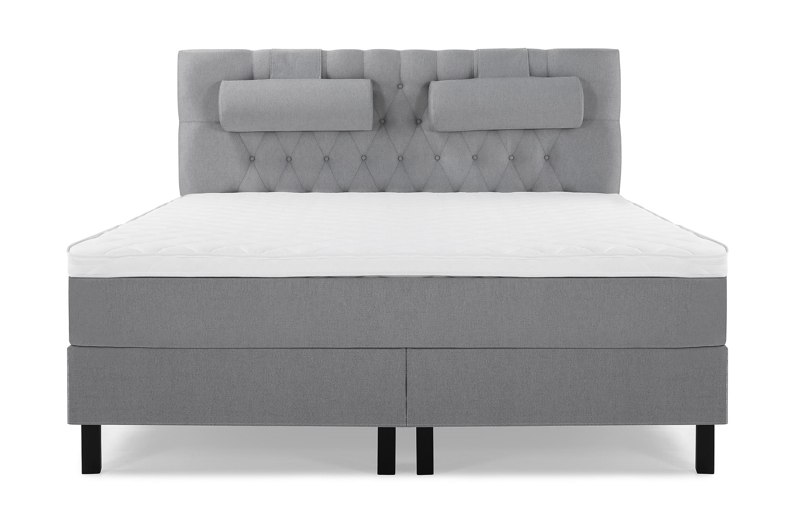 Komplett Sängpaket Olivia 180x200 Skum LjusgråSänggavel Diamantgavel med Stora Kuddar