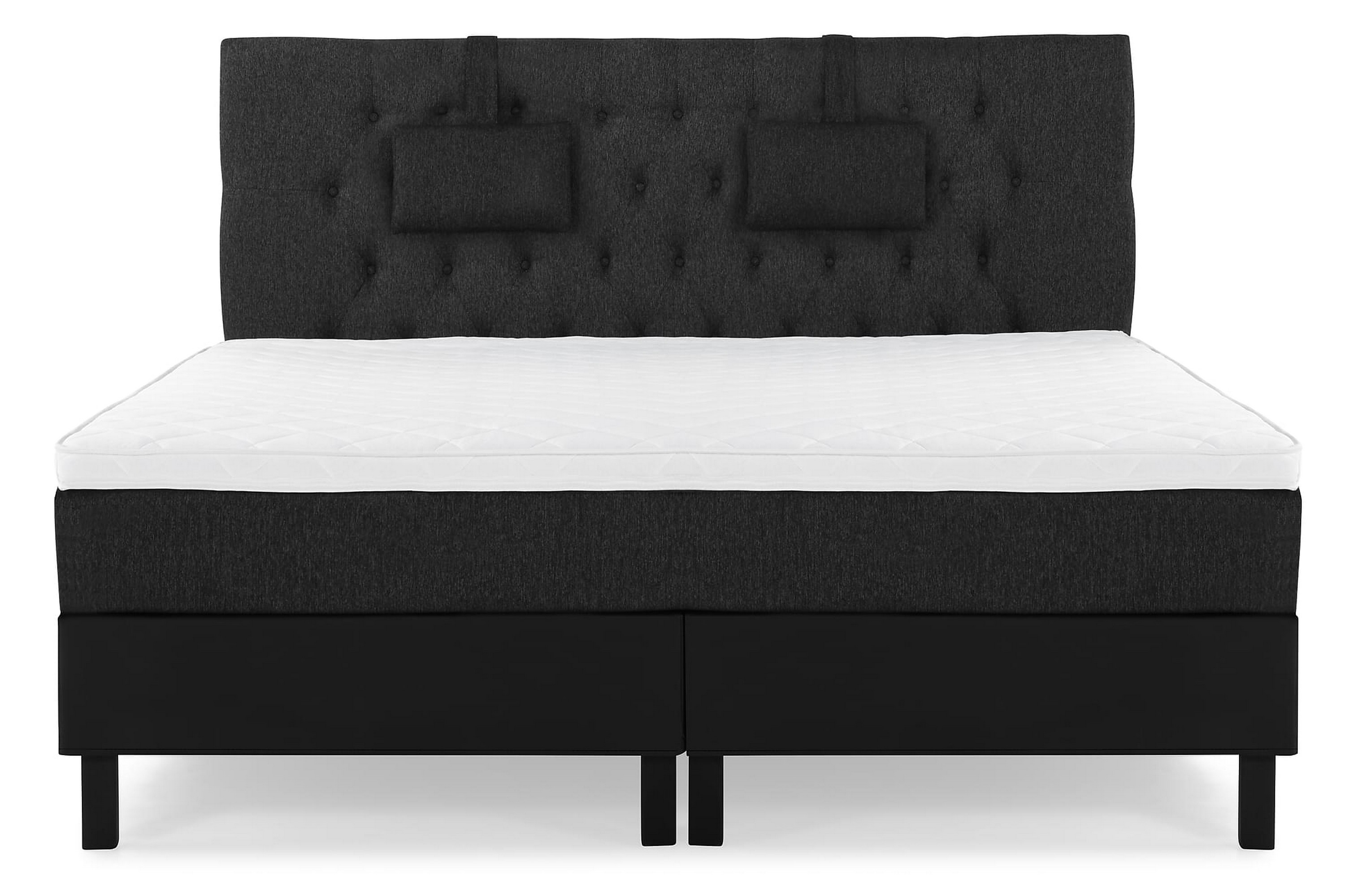 Komplett Sängpaket Olivia 180x200 Skum Svart/GråPU Sänggavel Diamantgavel med SmåKuddar