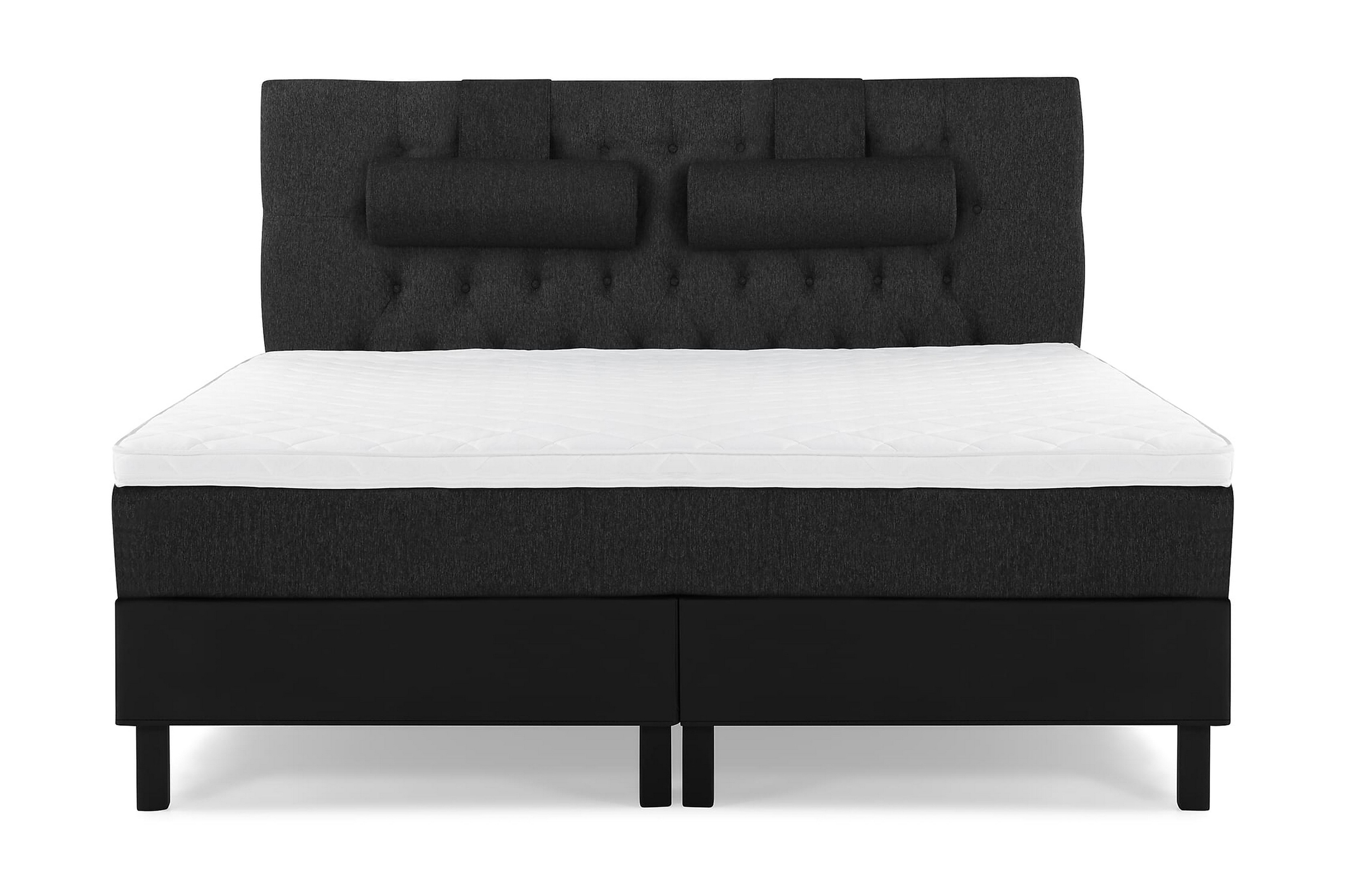 Komplett Sängpaket Olivia 180x200 Skum Svart/GråPU Sänggavel Diamantgavel med Stora Kuddar