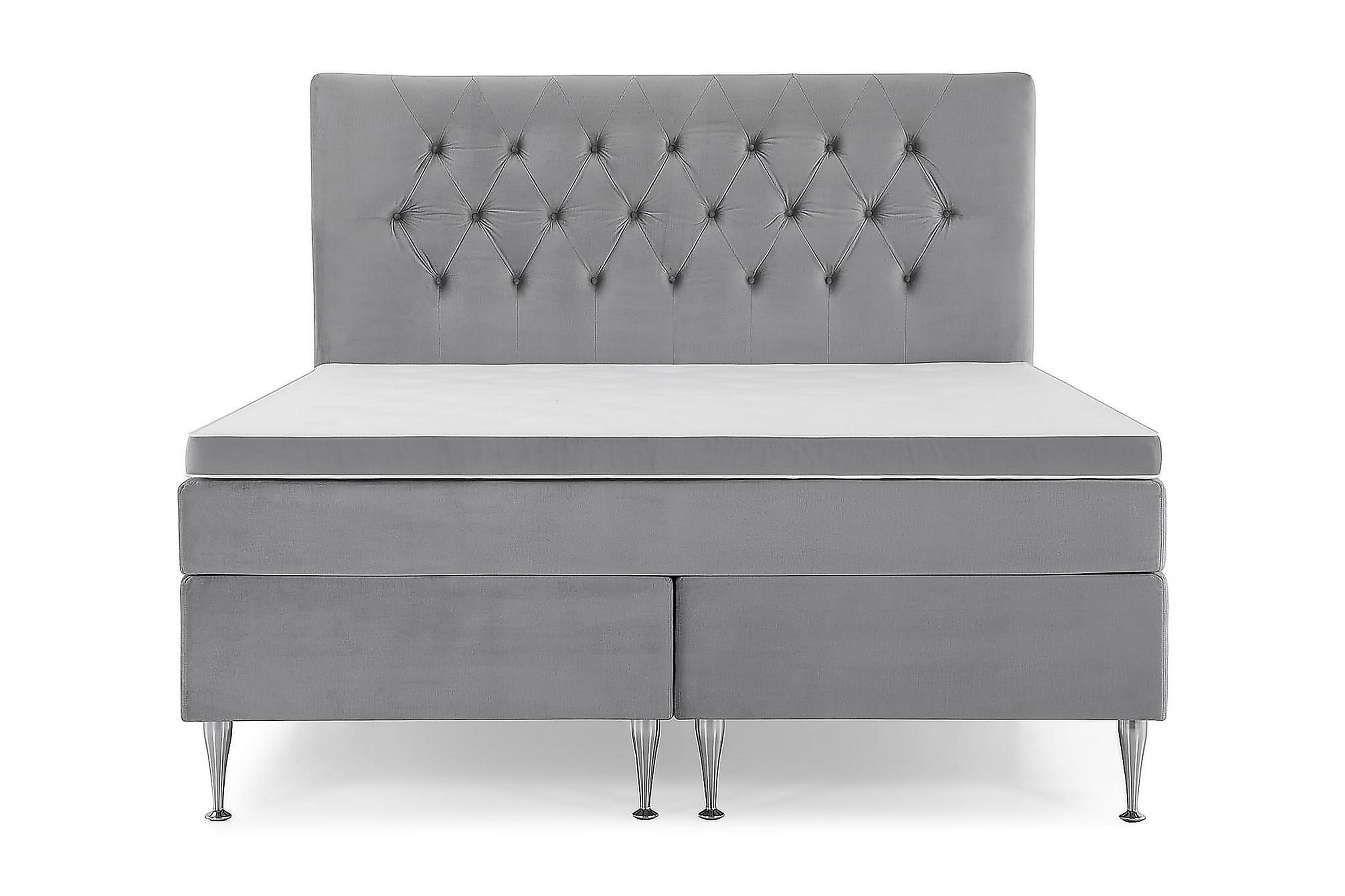 Komplett Sängpaket Torsö180x200 LjusgråSammetHöga Silverben