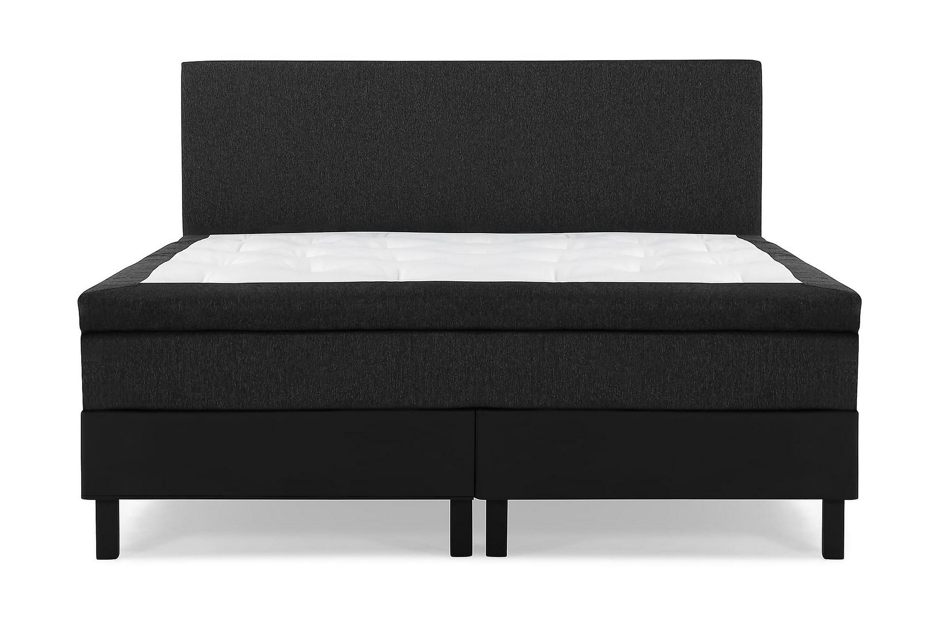 Kontinentalsäng Olivia 180x200 Memorymadrass Konstläder/Tyg SvartGrå