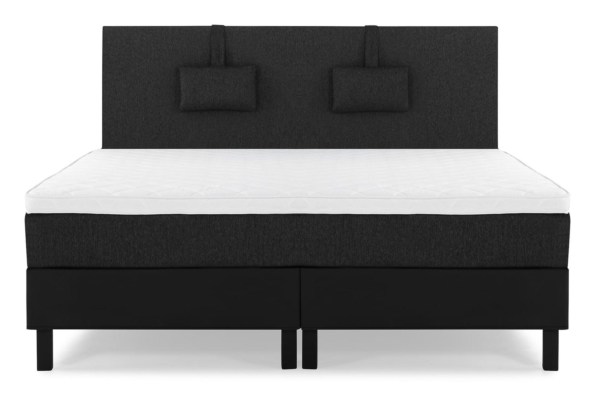 Lucky Komplett Sängpaket 160x200 Skum Slät - Nackkudde Liten Svart/Grå/PU