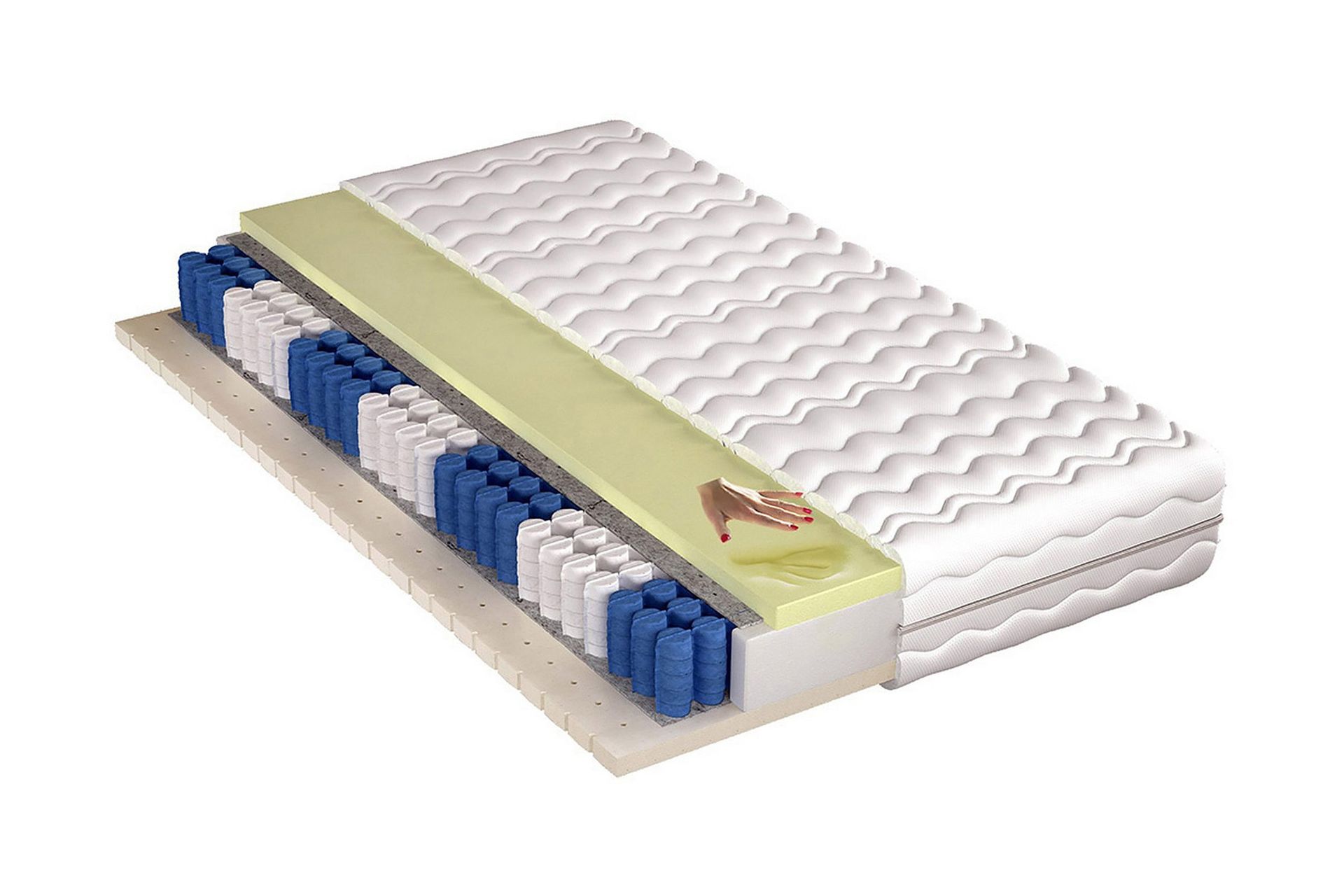 Jaclyn Madrass 200x180x20 cm - Bl&aring;/Vit