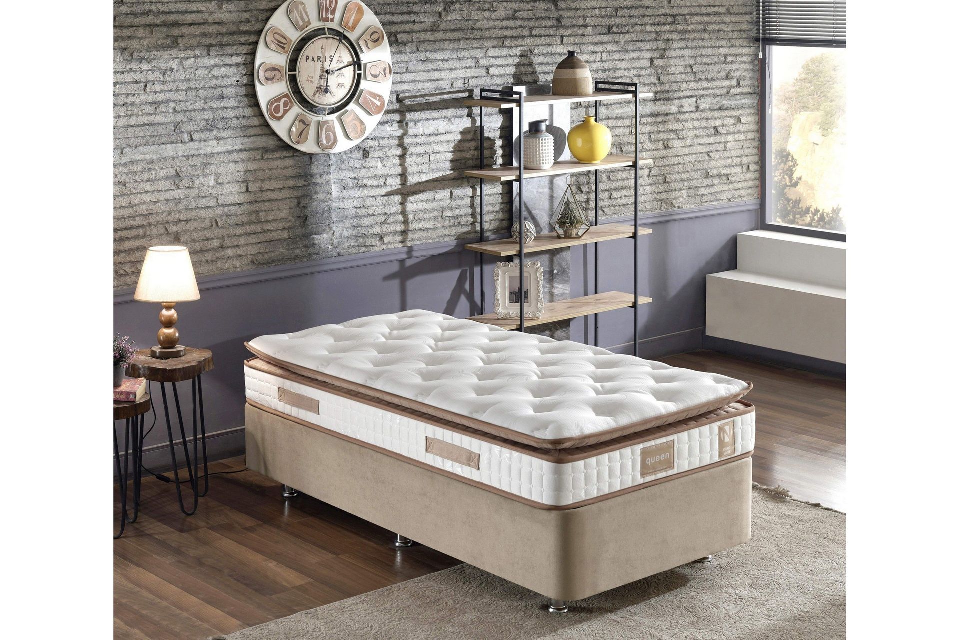 resårmadrass 120x200 cm - vit/brun