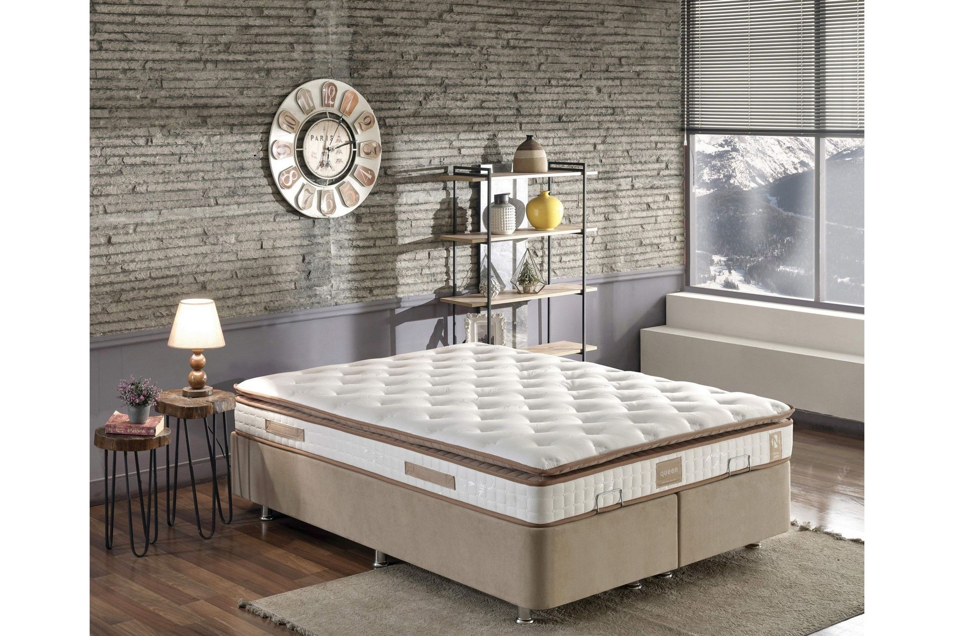 resårmadrass 140x200 cm - vit/brun