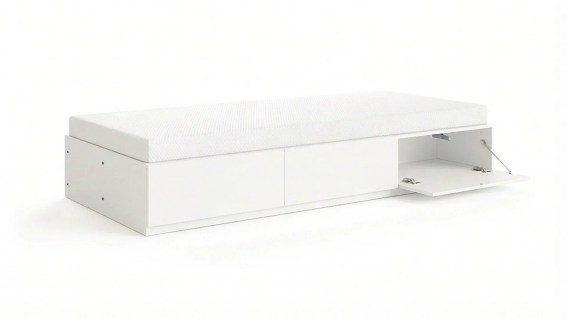 Norrvik S&auml;ngram 90x200 cm med f&ouml;rvaring inklusive madrass - Vit