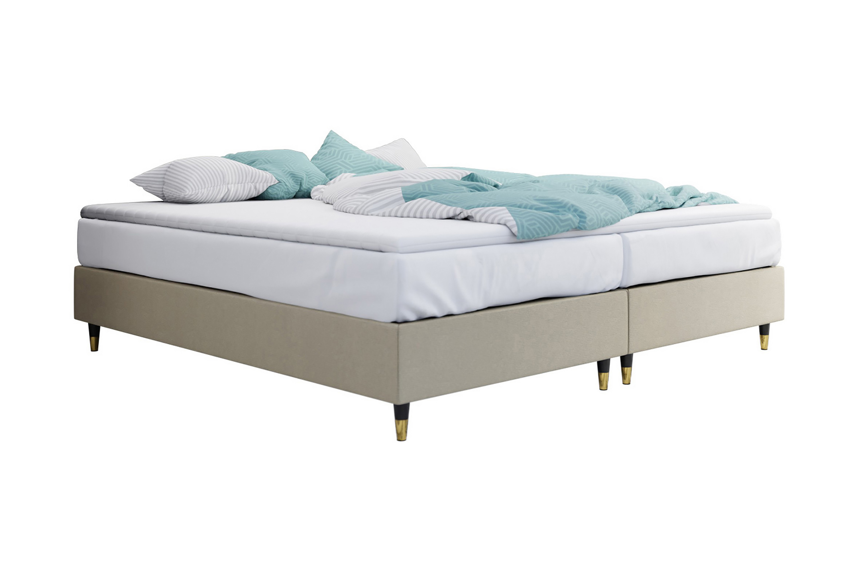 Ramsäng Forenza 140x200 cm Sammet/Beige/TräMetall