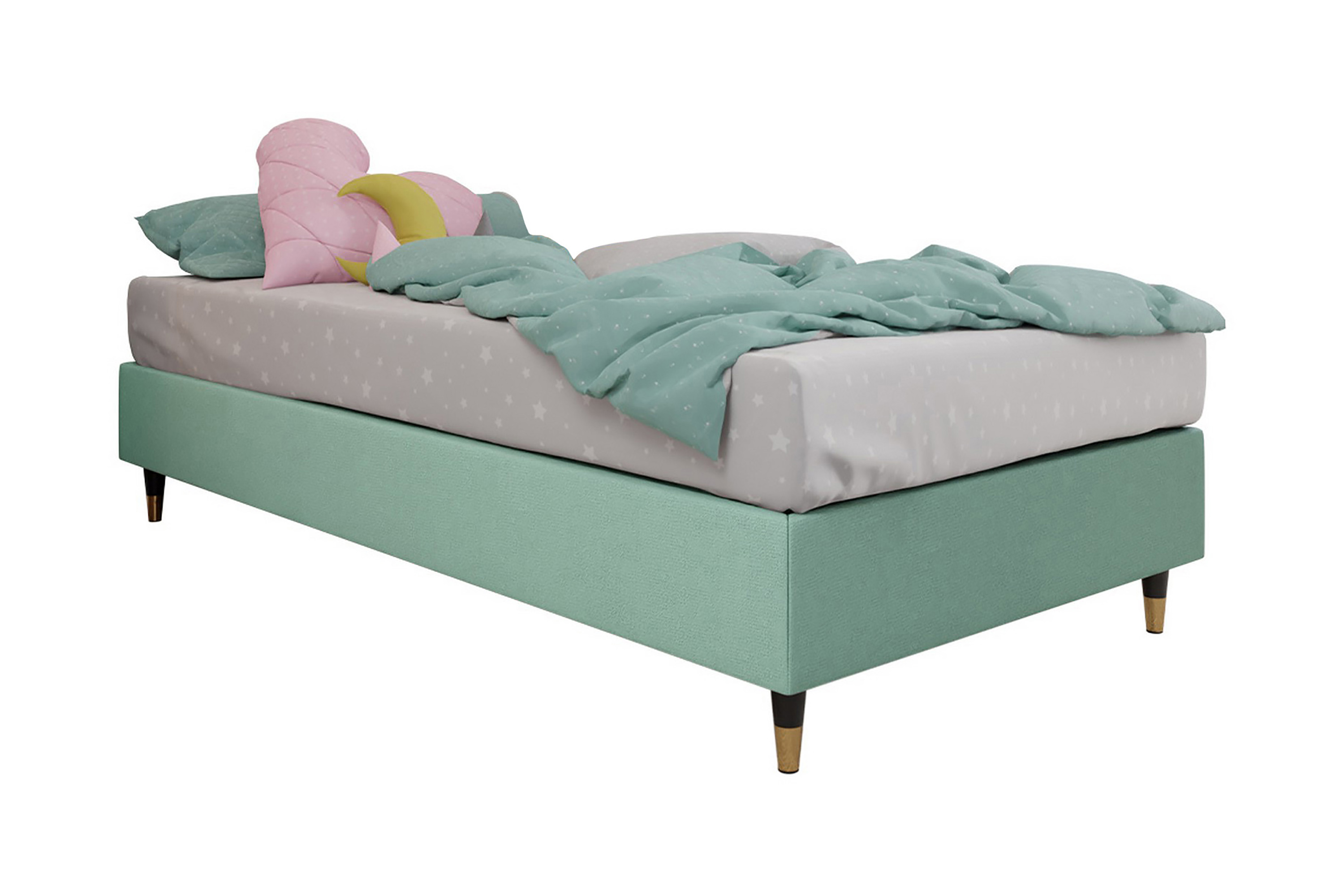 Ramsäng Forenza 80x200 cm Sammet/Ljusgrön/TräMetall