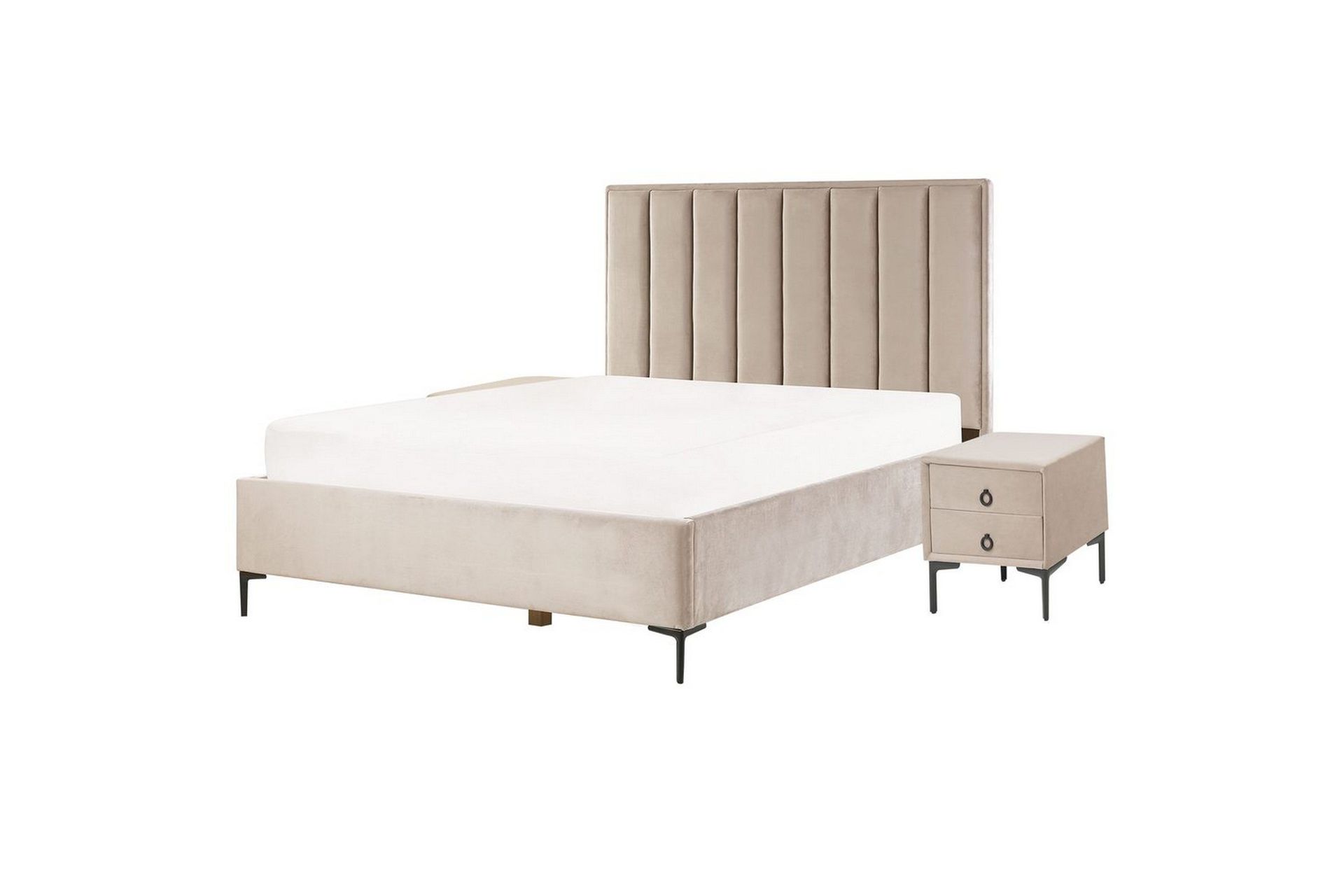 Sovrumsset Sezanne Beige/grå/svart, 160x200 cm, Sammet - Beige/grå/svart, 160x200 cm, Sammet