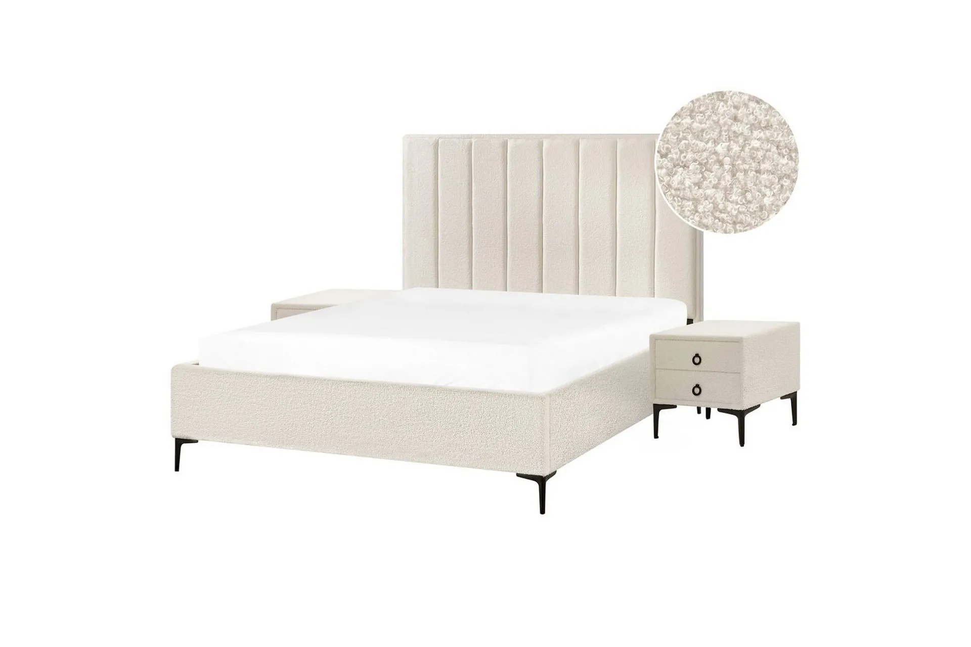 Sovrumsset Sezanne Vit/Svart, 160x200 cm, Bouclé - Vit/Svart, 160x200 cm, Bouclé