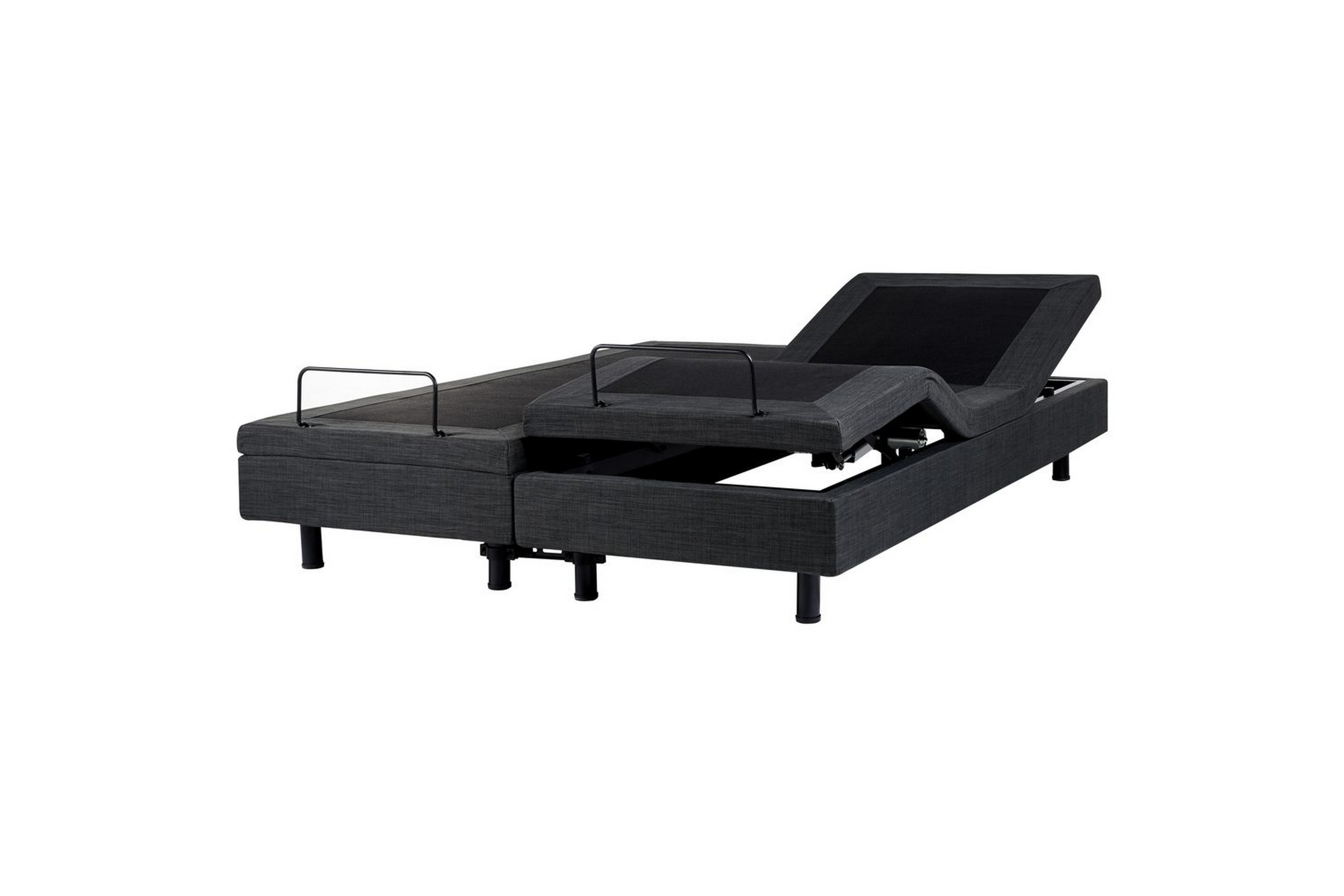 ställbar säng utan huvudgavel duke - grå, svart, 180x200 cm